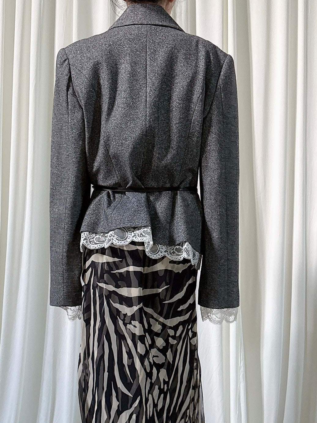 Vintage Jiki Wool/Rayon Gray Blazer - FR 44