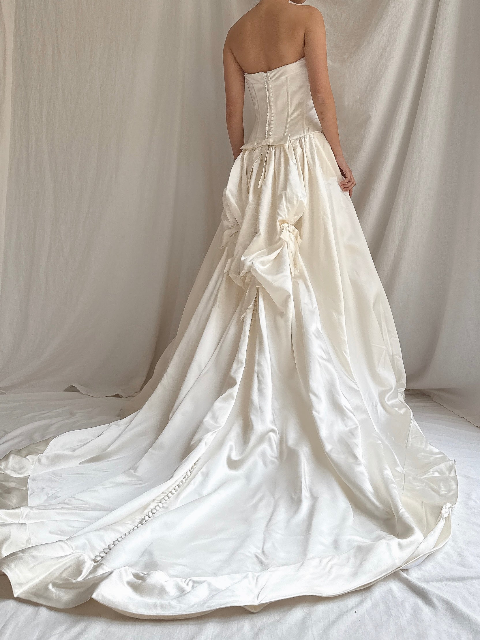 Vintage Randy Fenoli Silk and Satin Strapless Dress - M