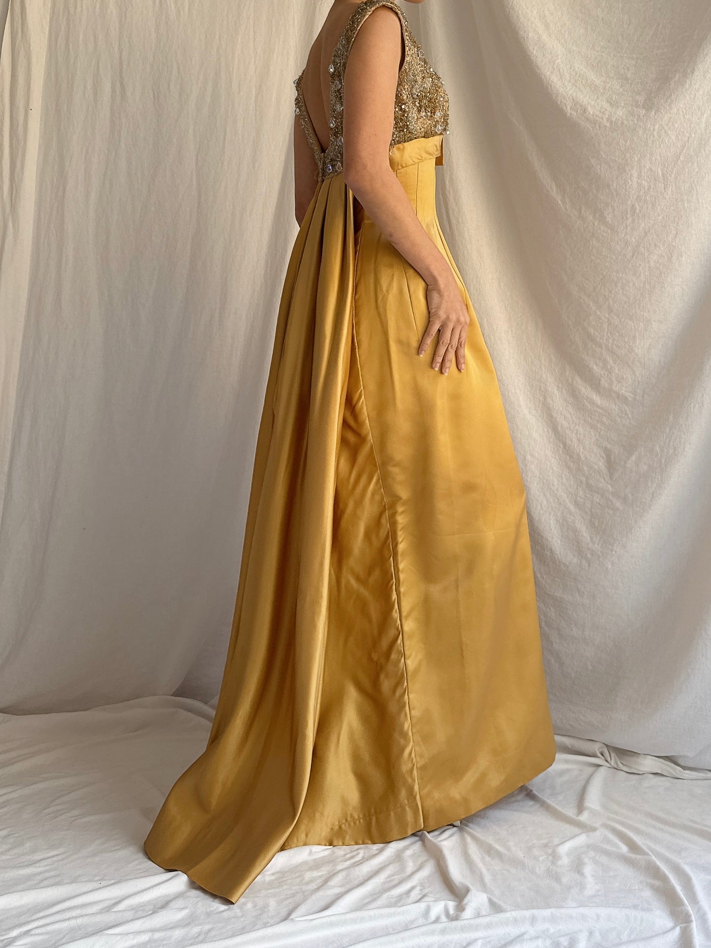 1960s Mustard Silk Gown - XS