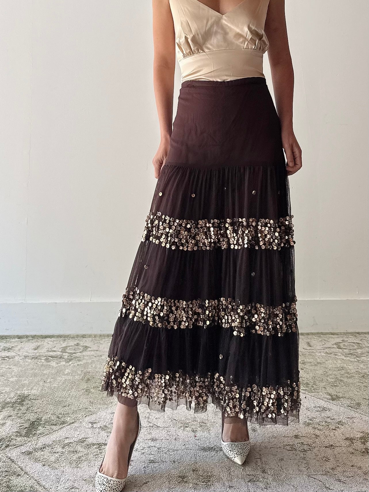 Vintage Sequin Tulle Skirt