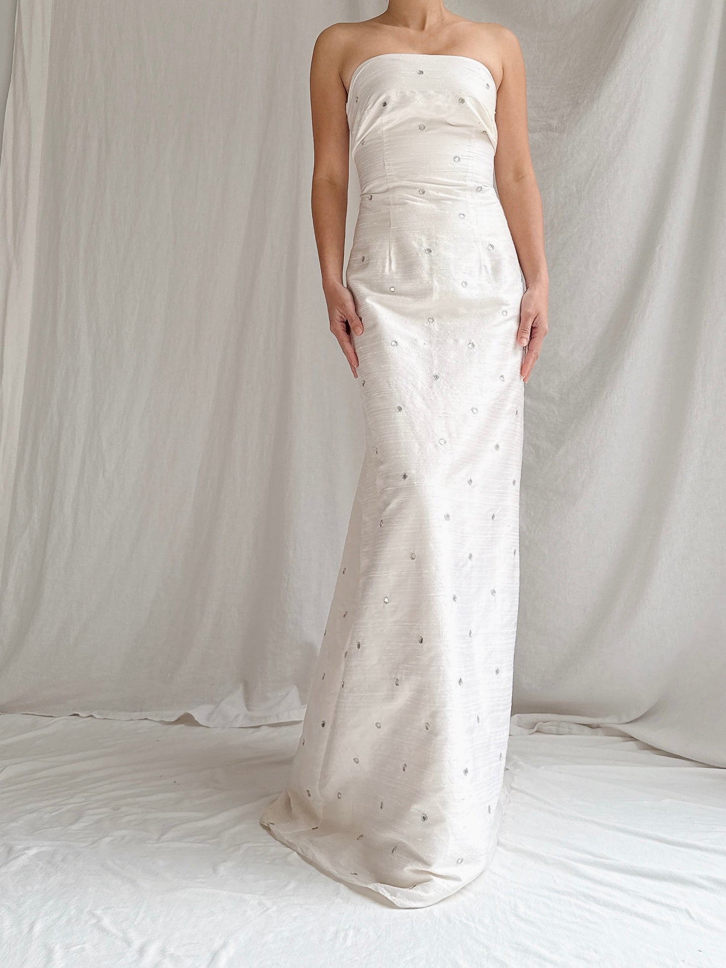 Vintage Strapless Mirrored Column Dress - M/8