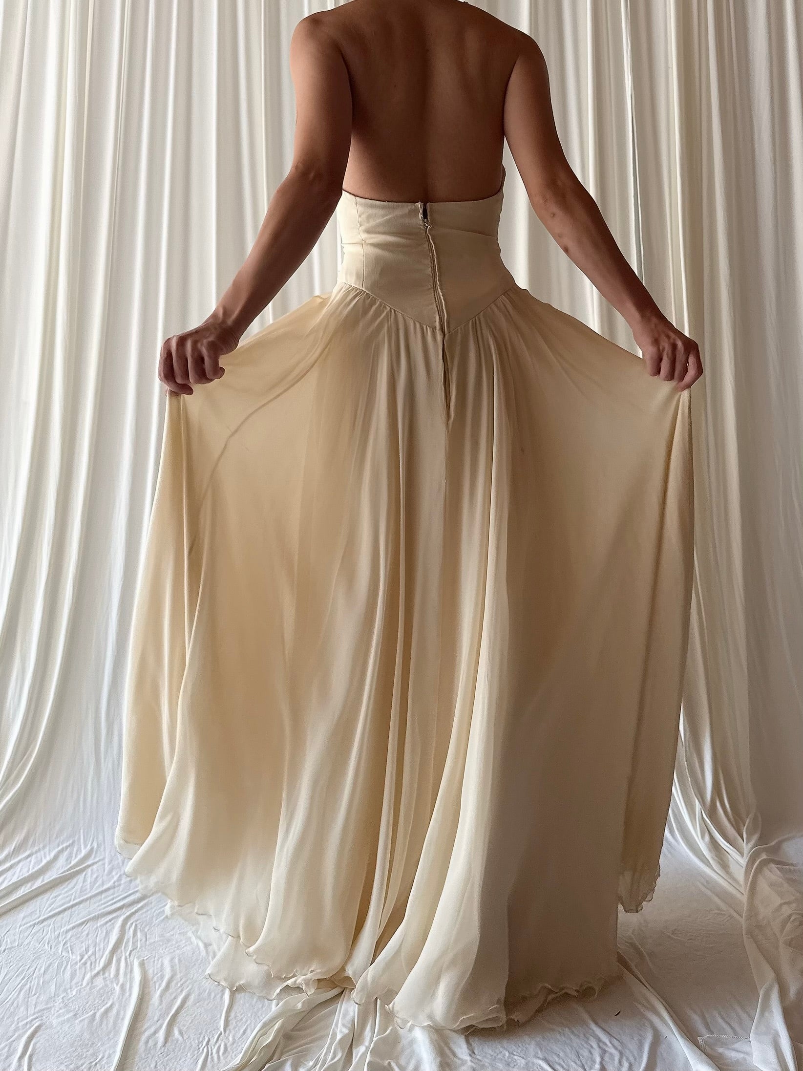 Vintage Silk Halter Dress - S/M