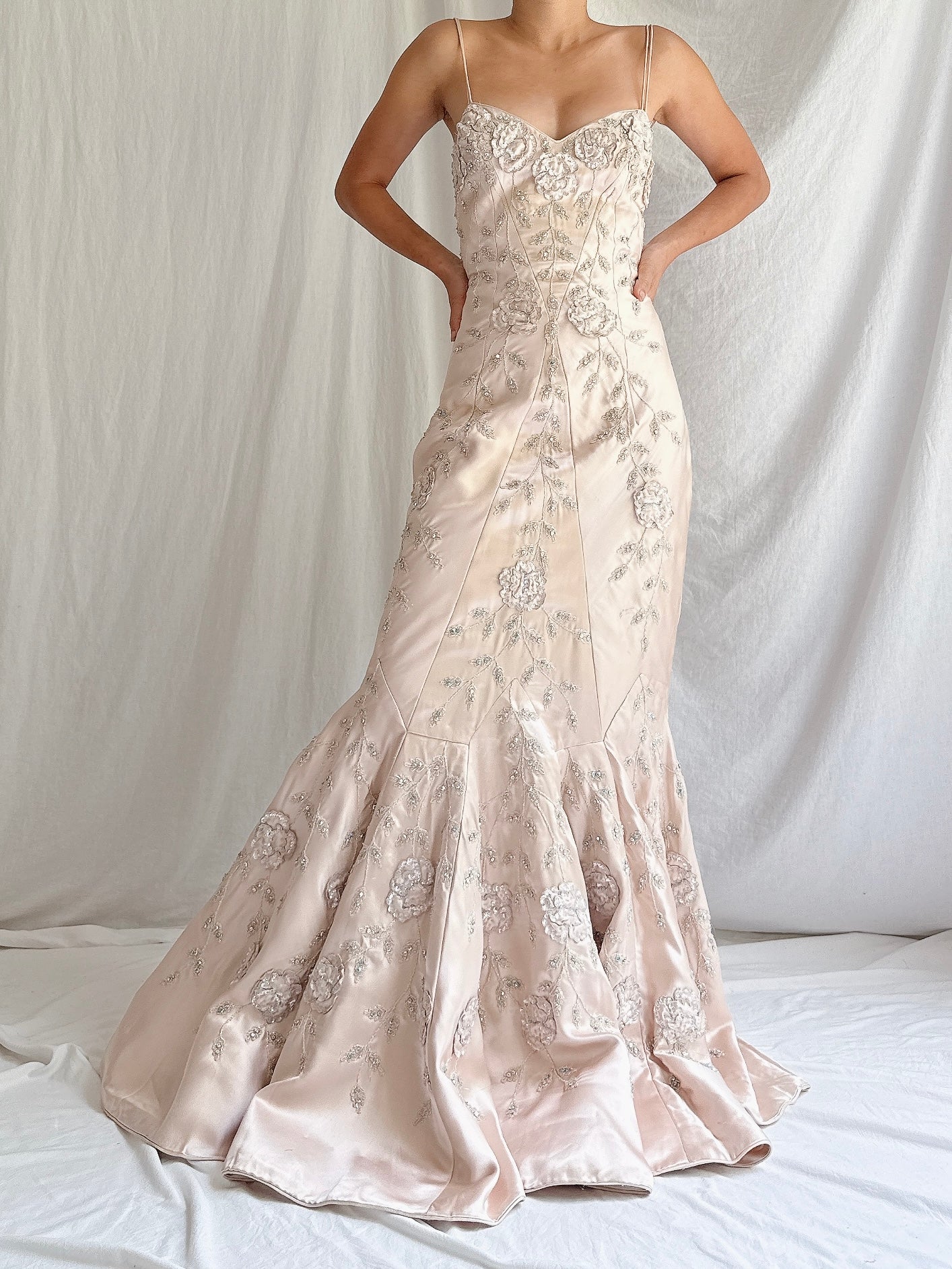 Vintage Eavis & Brown Pink Silk Gown - S/ UK 10/US 6/8