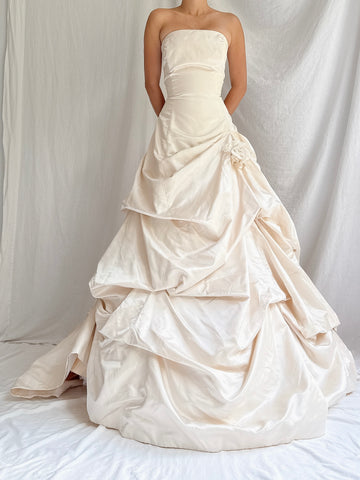Vintage Alvina Valenta Couture Silk Draped Gown - L/10