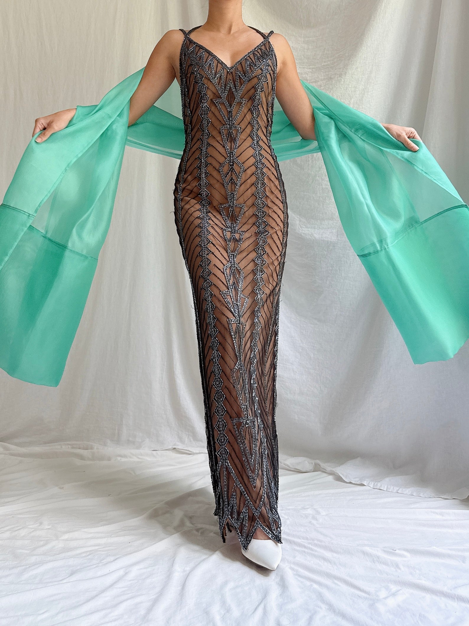 Vintage Silk Organza Shawl - OSFM