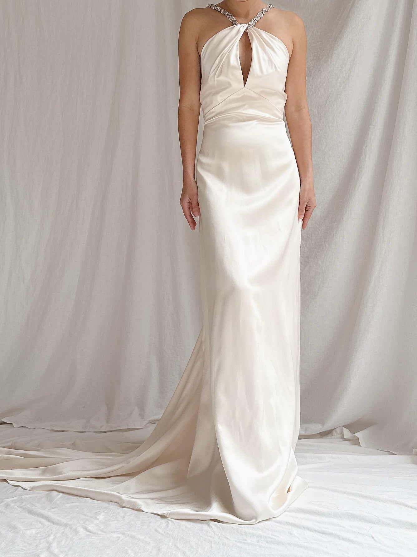 Vintage Jim Hjelm Silk Halter Gown - M/L 10