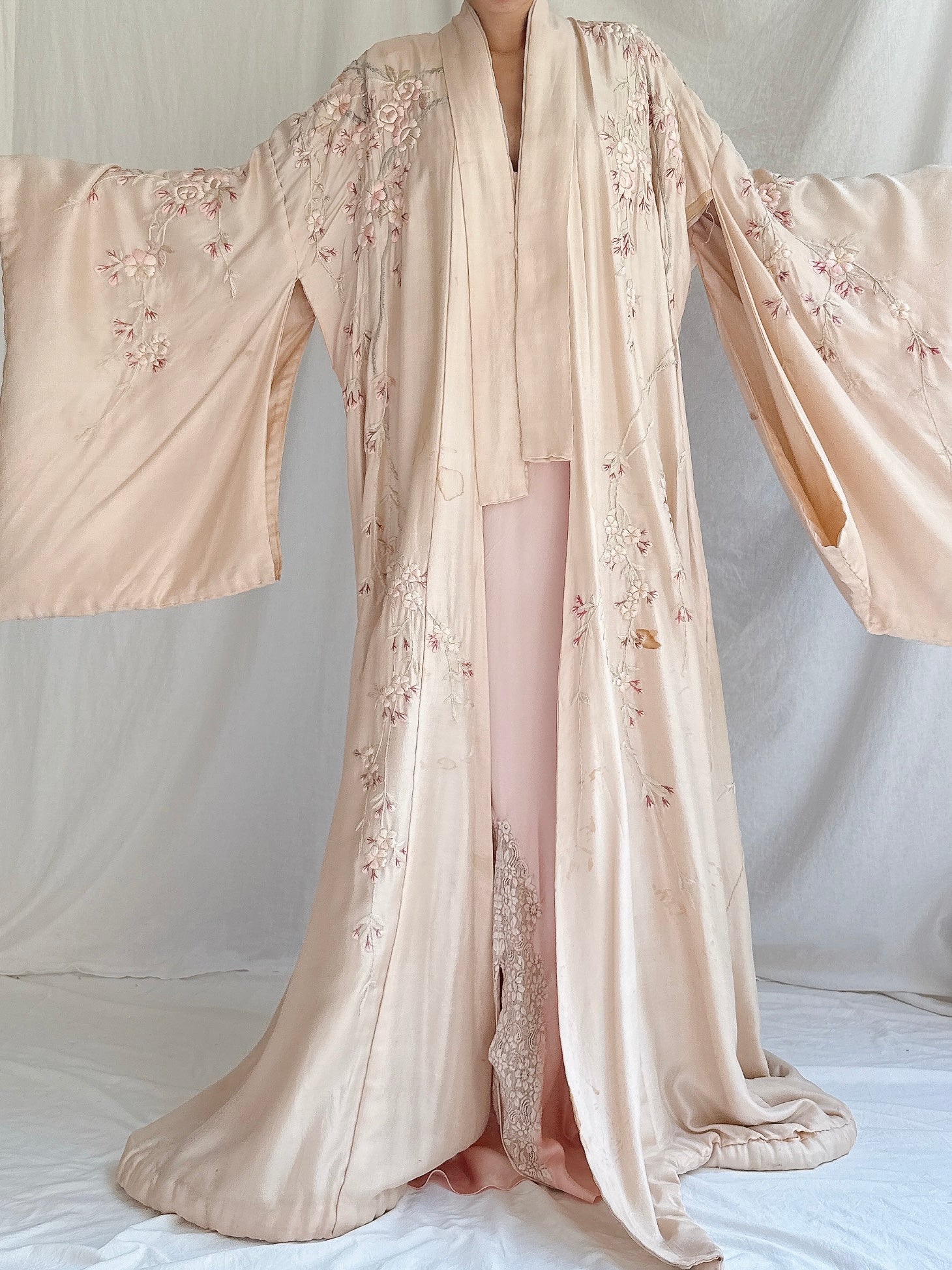 Antique Pink Cherry Blossom Kimono - OSFM
