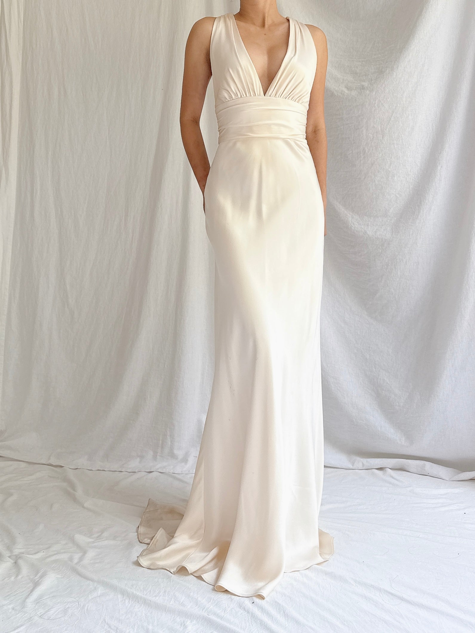 Vintage Silk Plunging Gown - XS/2