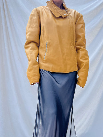 Vintage Mustard Leather Jacket - M