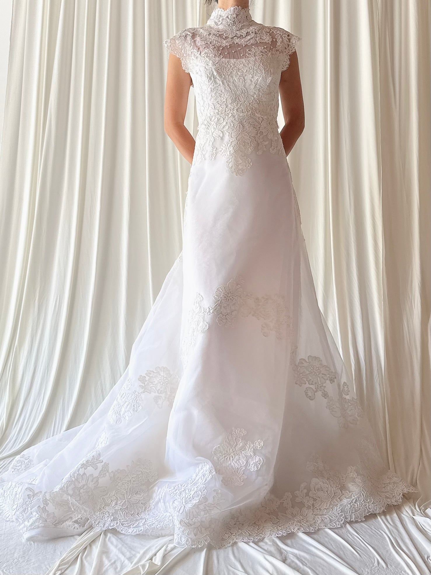 1960s Alecon Lace and Organza Gown - S/M