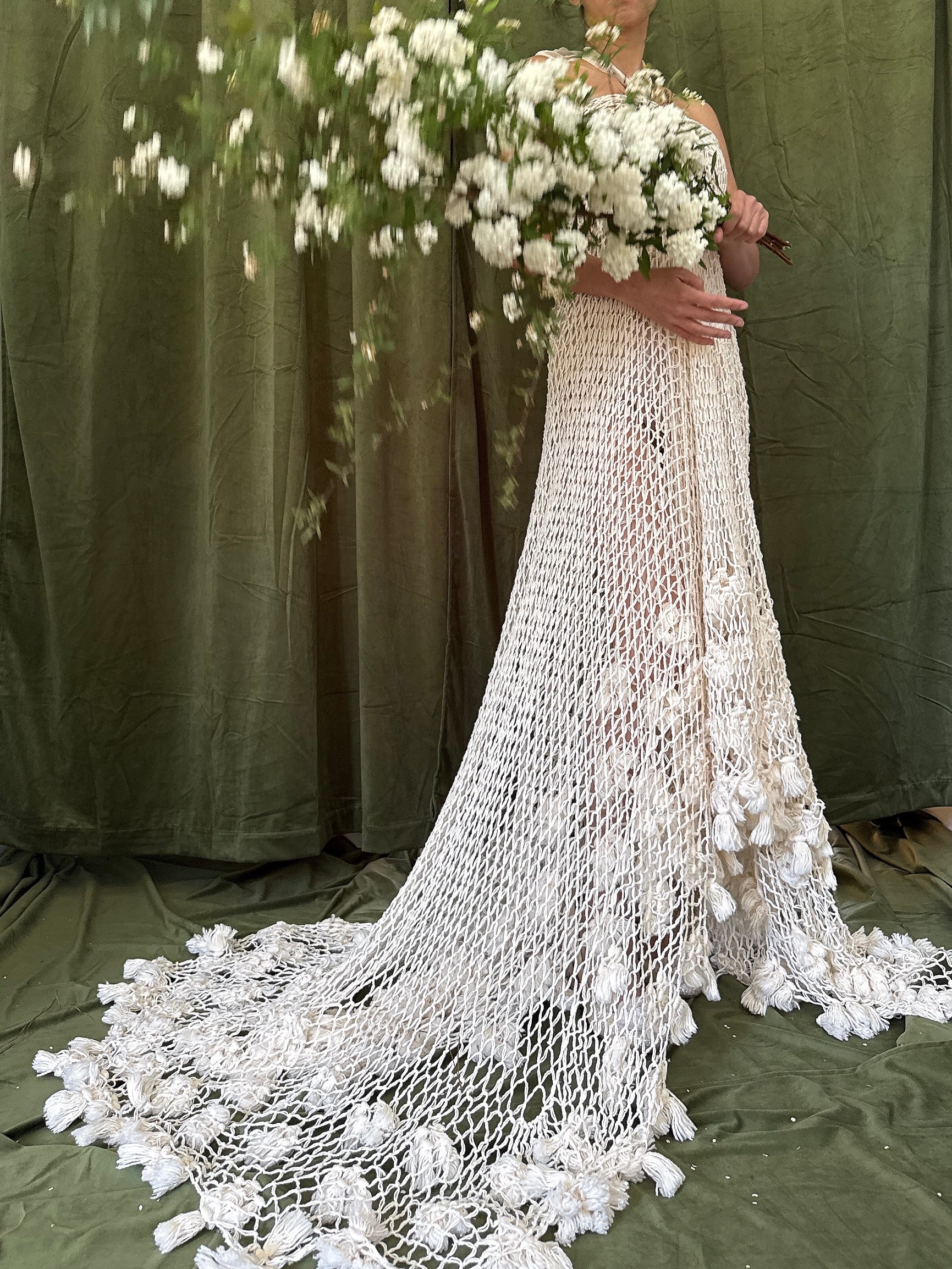 Vintage Handmade Knit Shawl Dress - OSFM