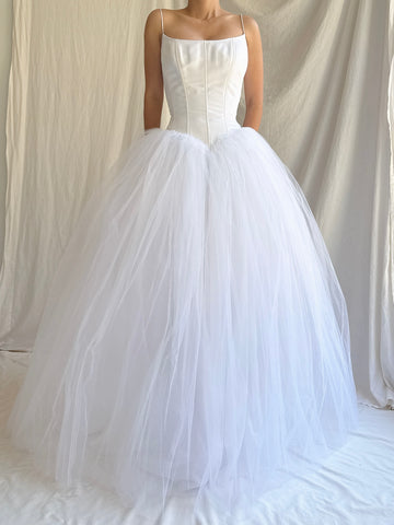 Vintage Tulle Basque Waist Gown - S-M