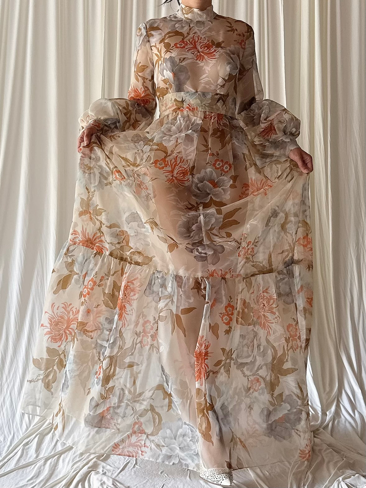 Vintage Floral Tricot Dress - S