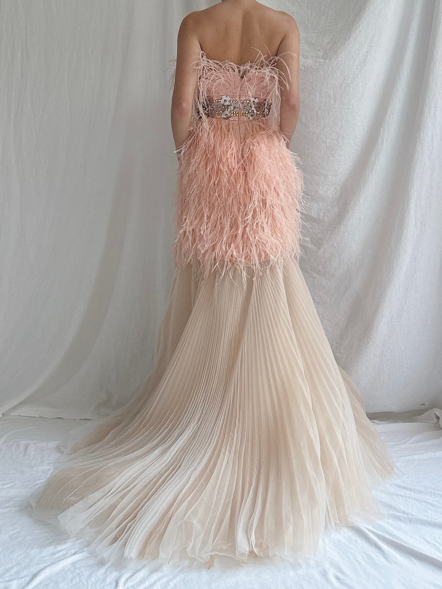 Ostrich Feather Tulle Gown - M 6/8