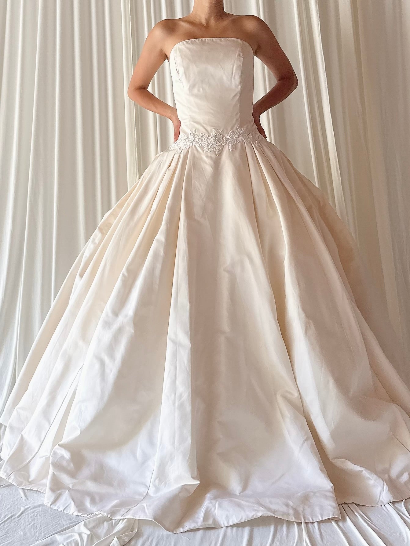 Vintage Strapless Silk Gown - M
