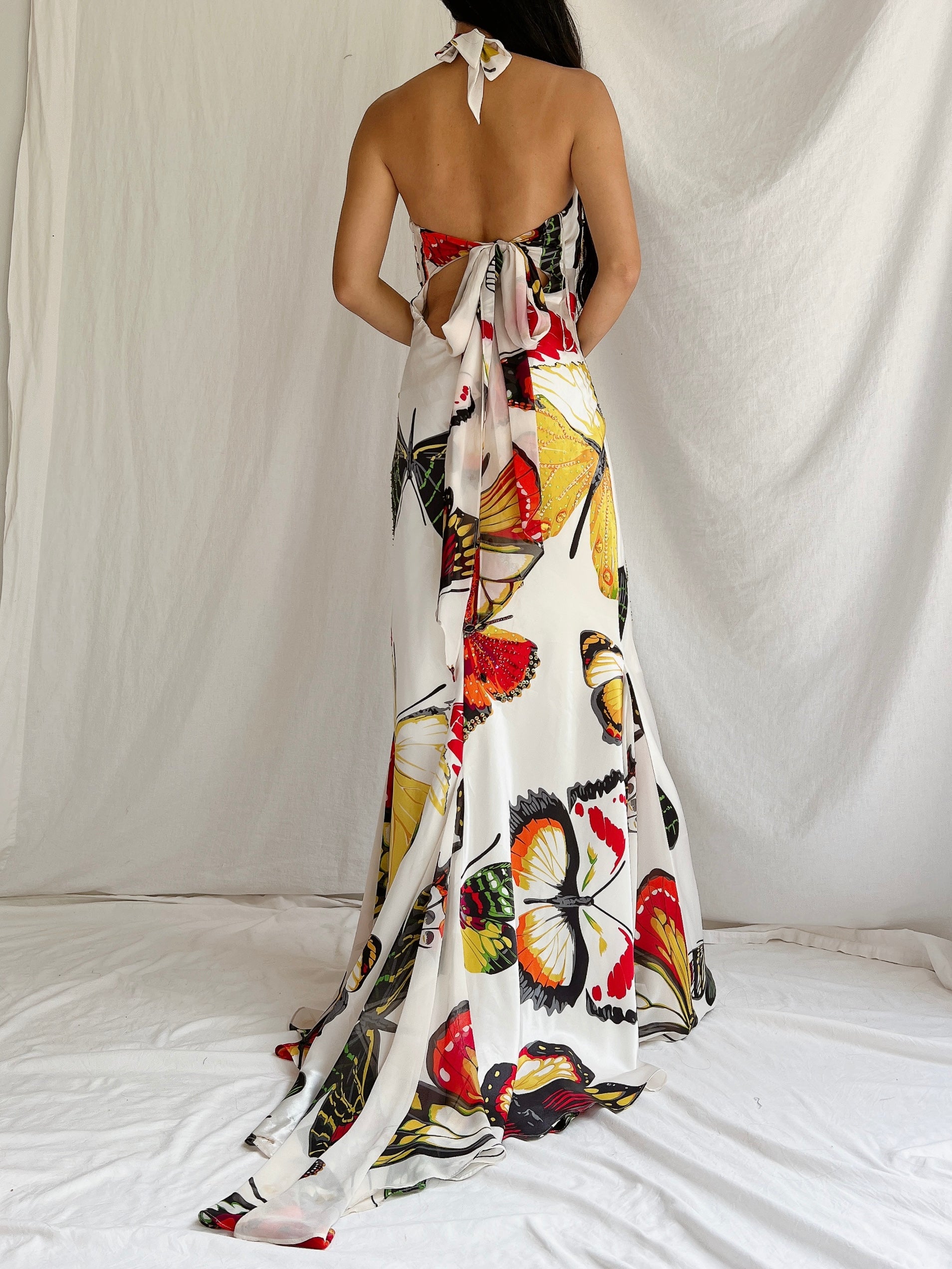 Vintage Butterfly Satin Gown - S/4