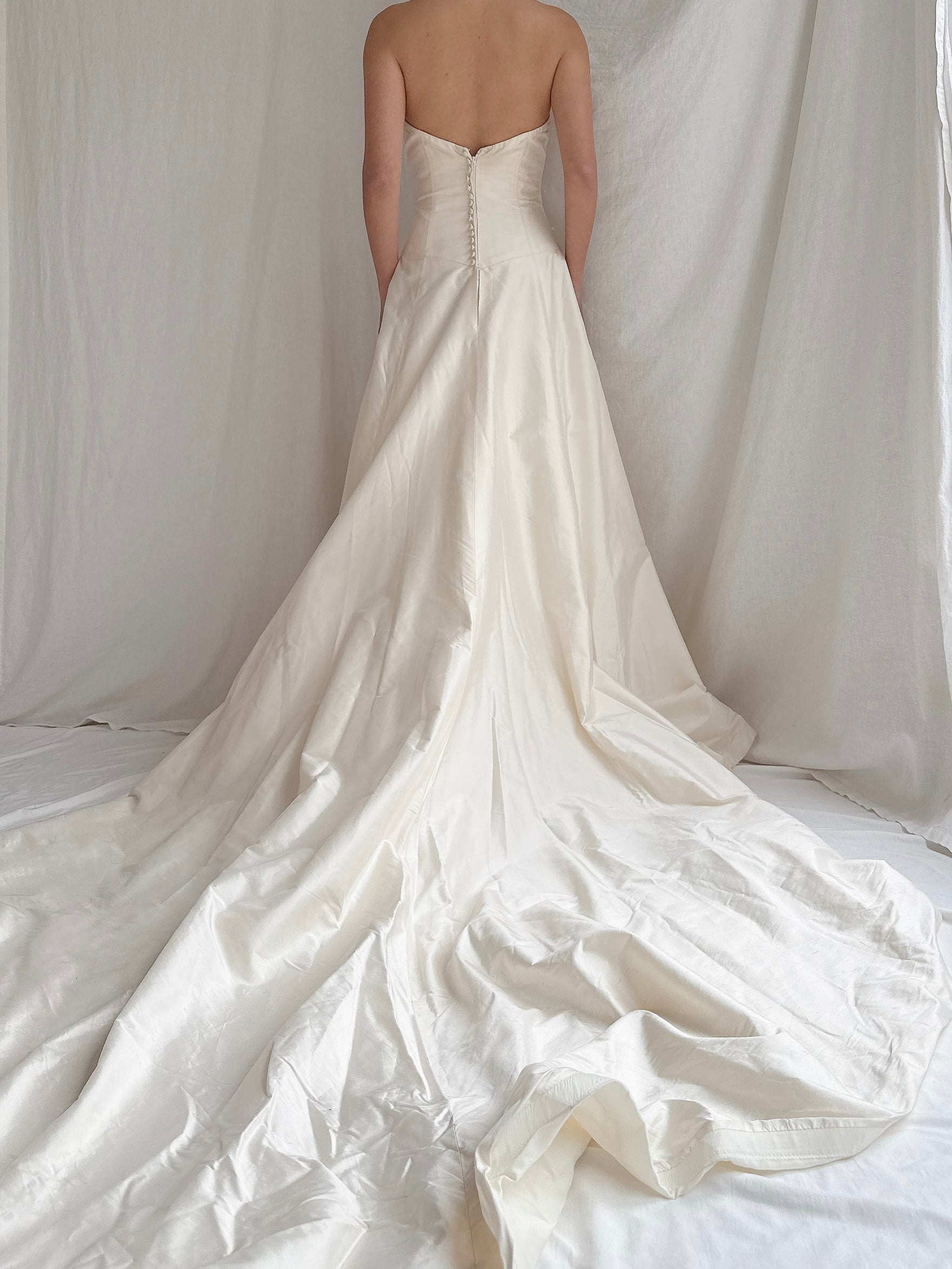 Vintage Silk Dupioni Strapless Gown - S/6