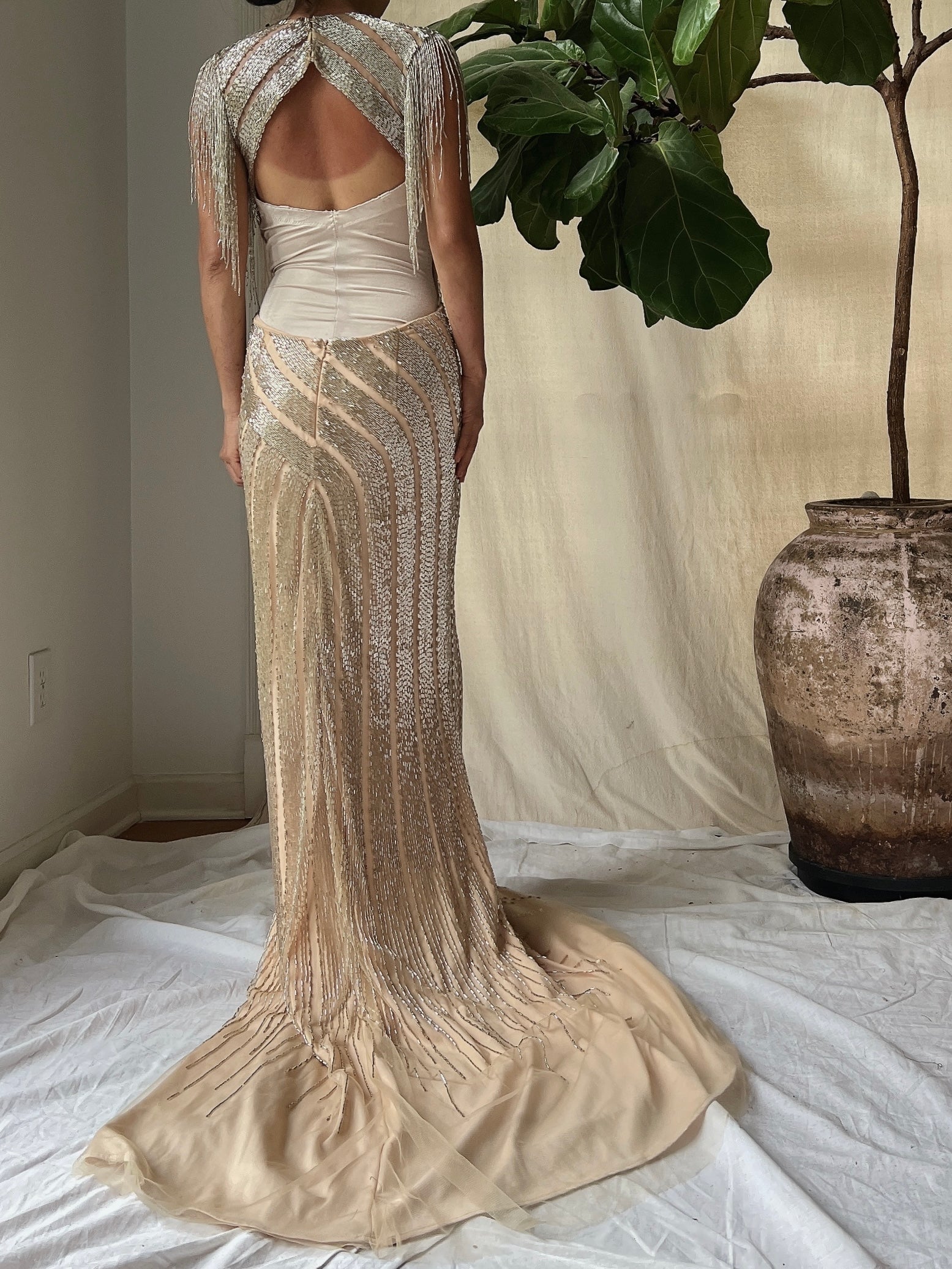 Vintage Beaded Gold/Nude Gown - S/4 | G O S S A M E R Vintage Beaded Gold/Nude Gown - S/4 | G O S S A M E R