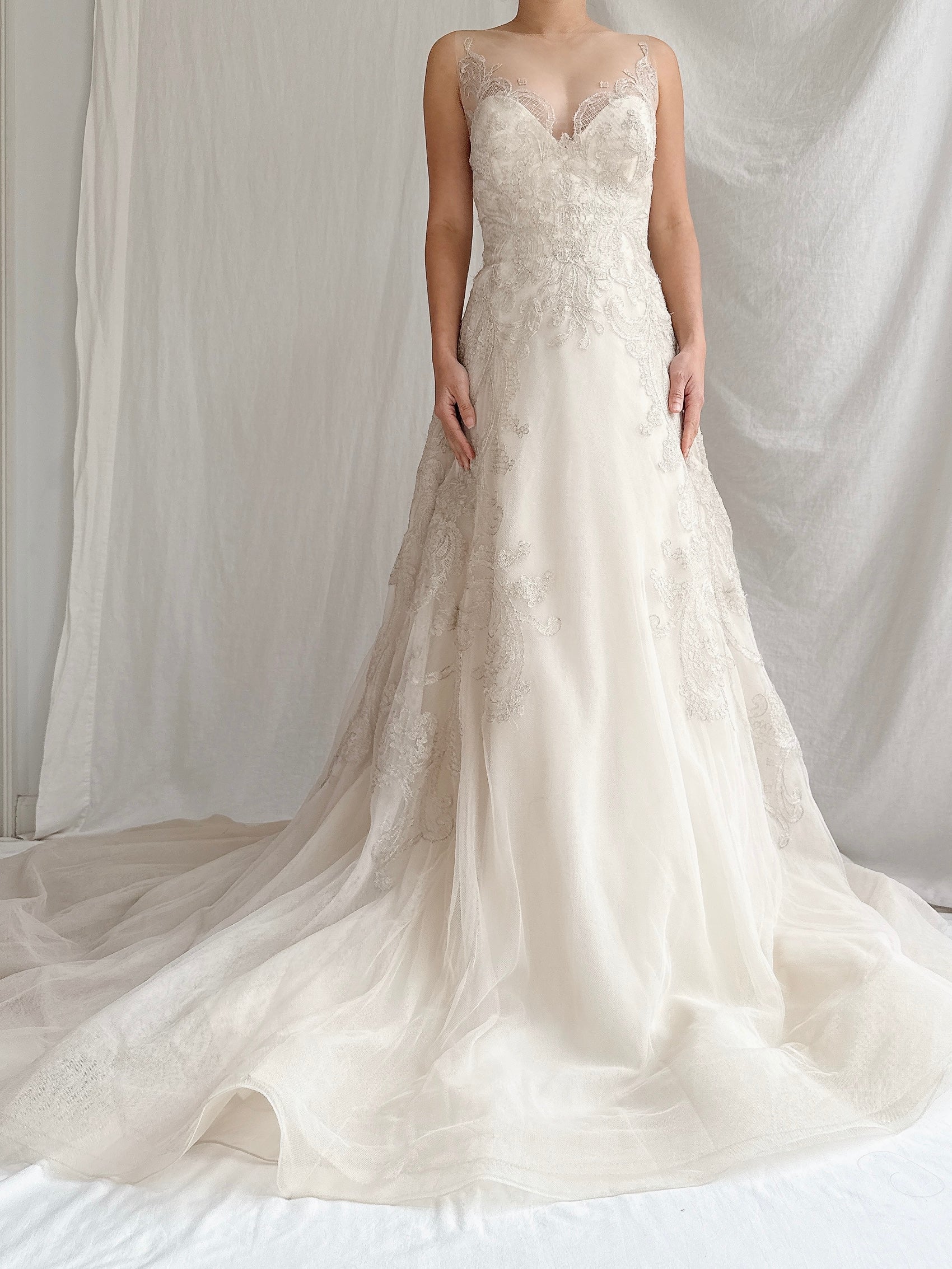 Liancarlo Couture Tulle Metallic Lace Gown - M/6