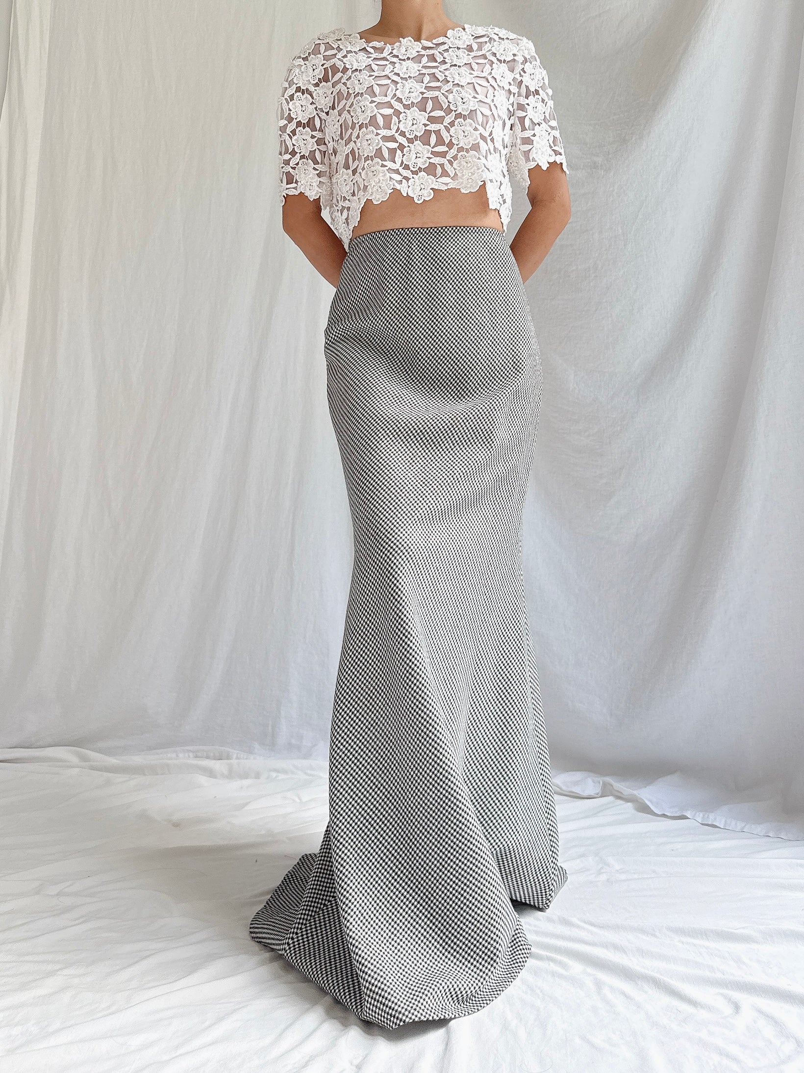 Vintage Kyoko Higa Japan Houndstooth Skirt & Top - FR 40