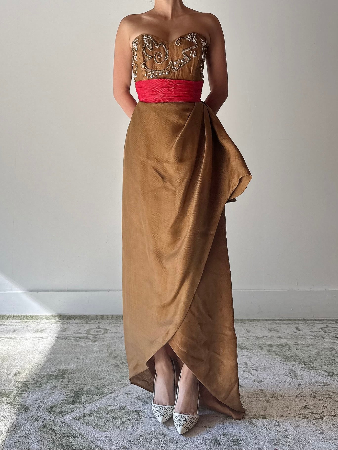 Vintage Stara Paris Silk Woven Gown - S
