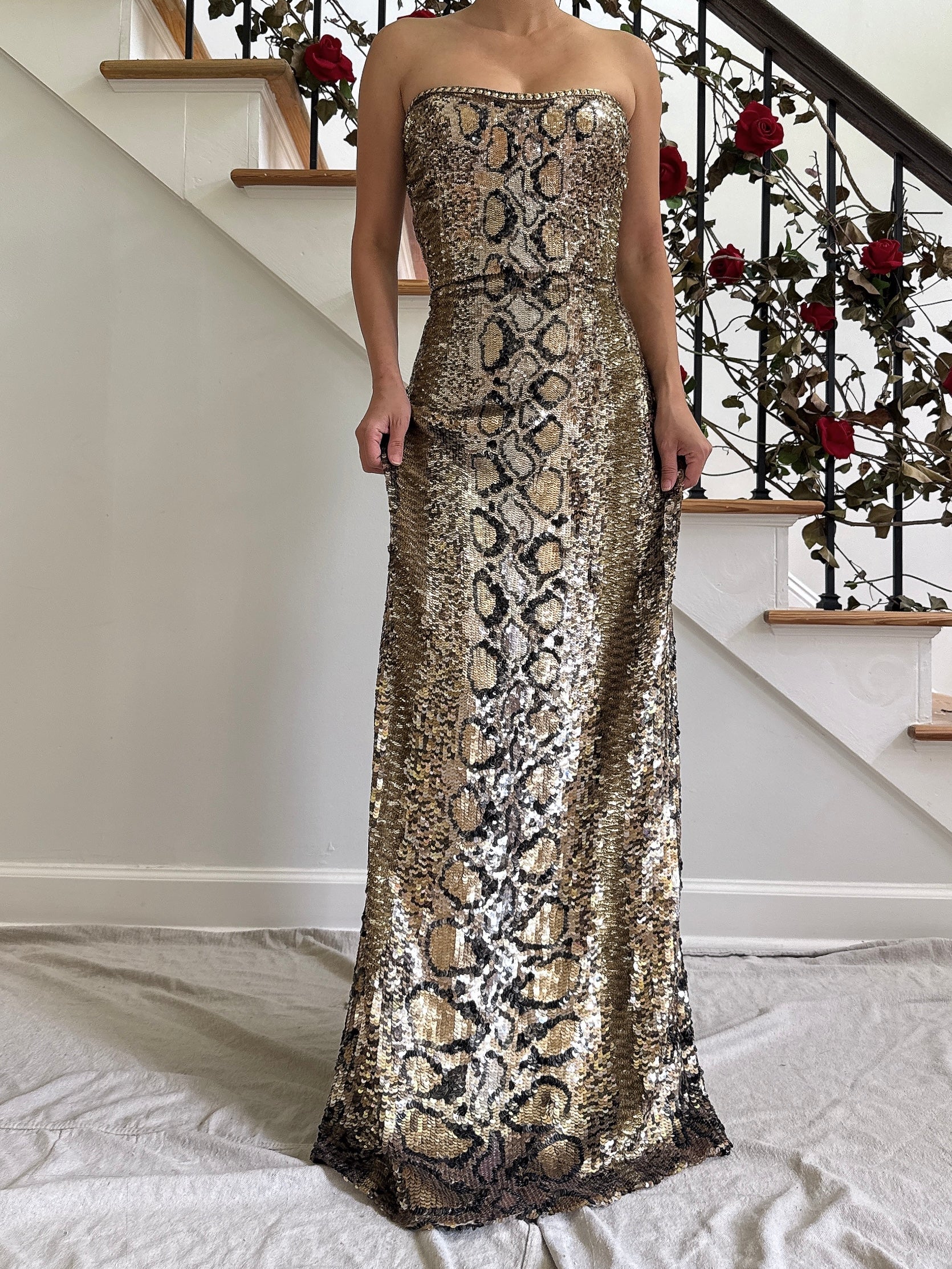 Vintage Gai Mattiolo Silk Sequin Python Dress - IT48/L