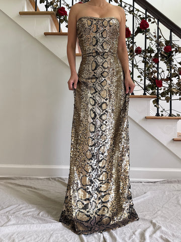 Vintage Gai Mattiolo Silk Sequin Python Dress - IT48/L