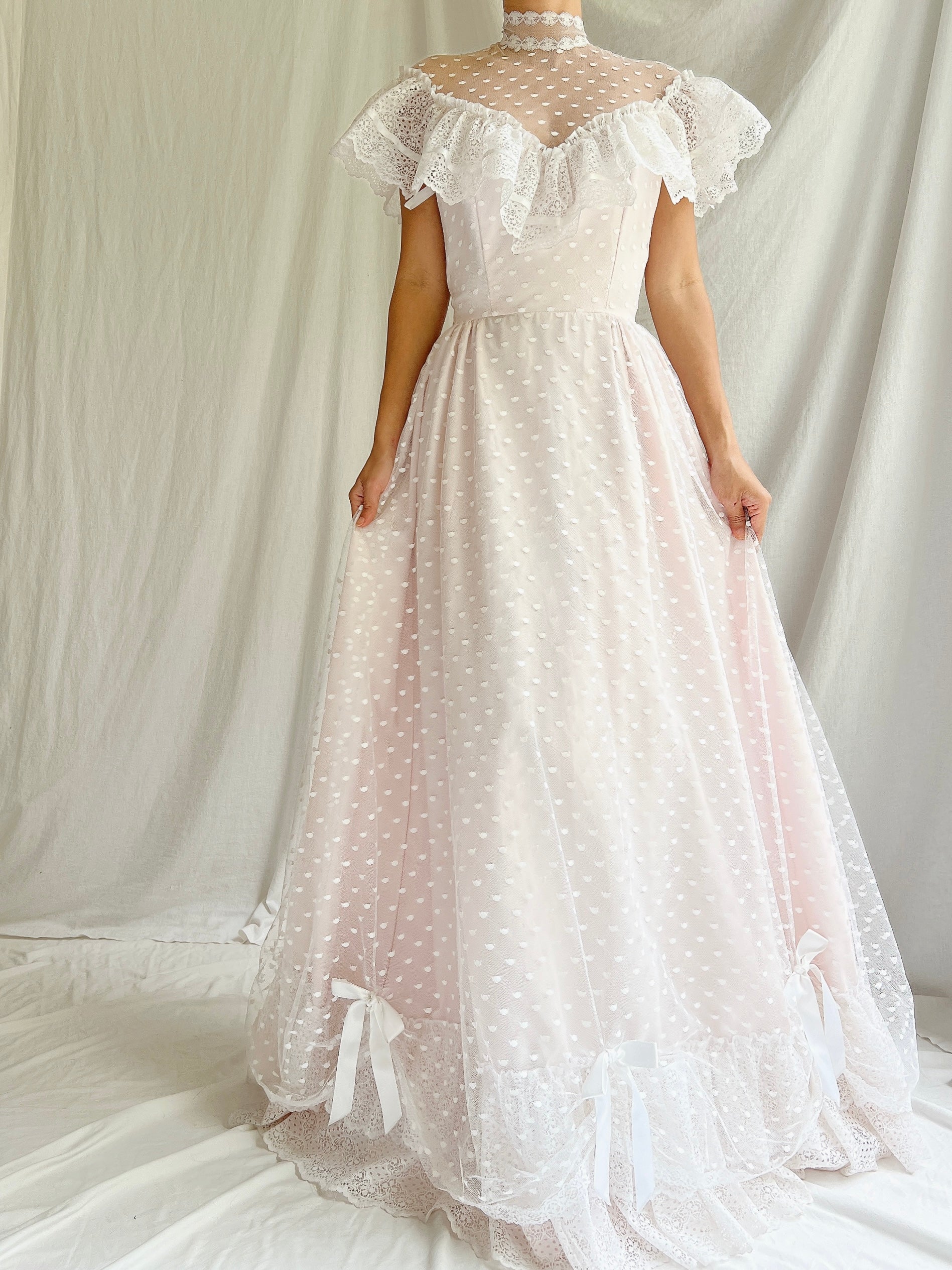 Vintage Illusion High Neck Swiss Dot Net Dress - XS | G O S S A M E R Vintage Illusion High Neck Swiss Dot Net Dress - XS | G O S S A M E R