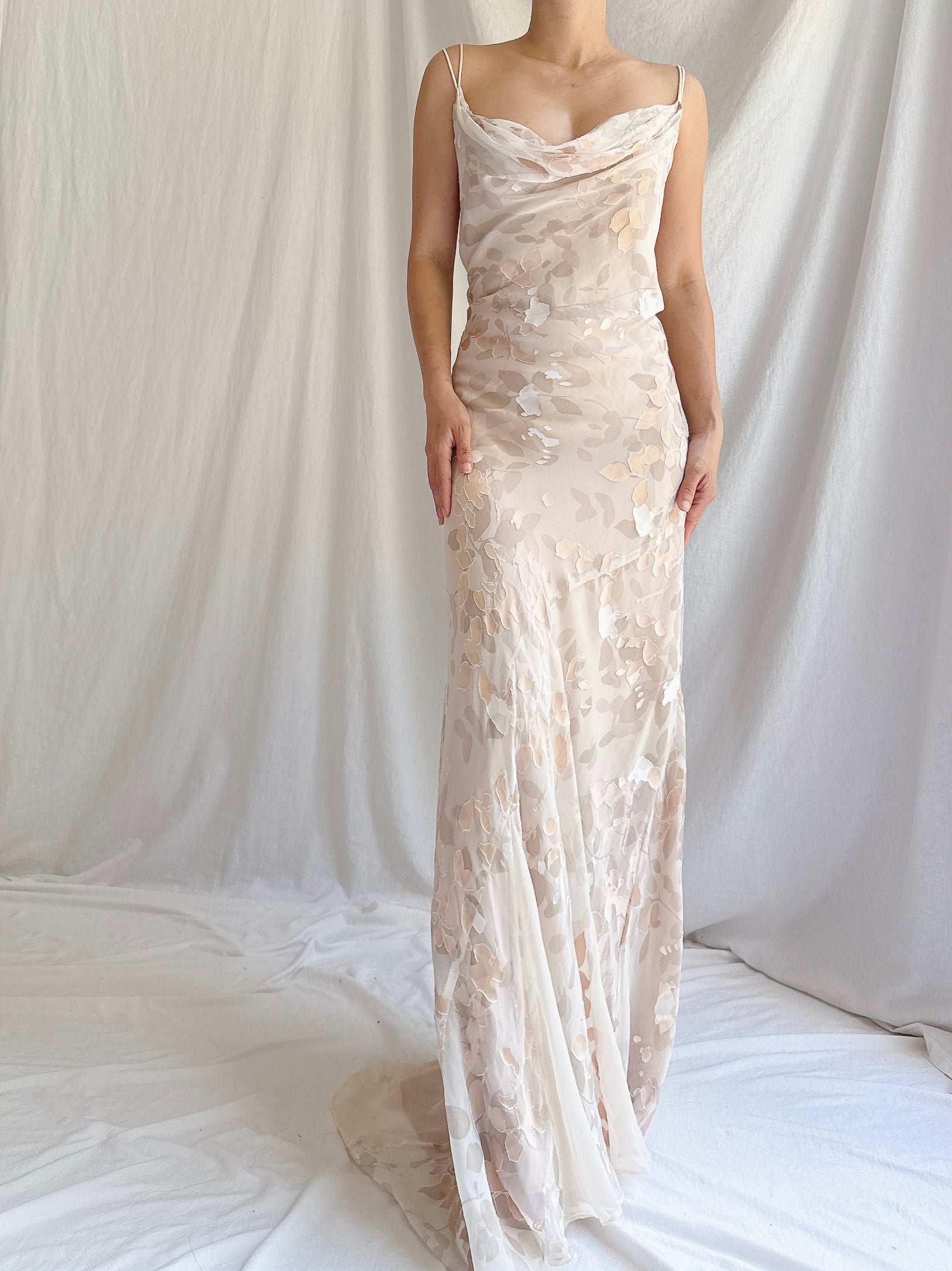 1990s Silk Devore Bias Cut Gown - M
