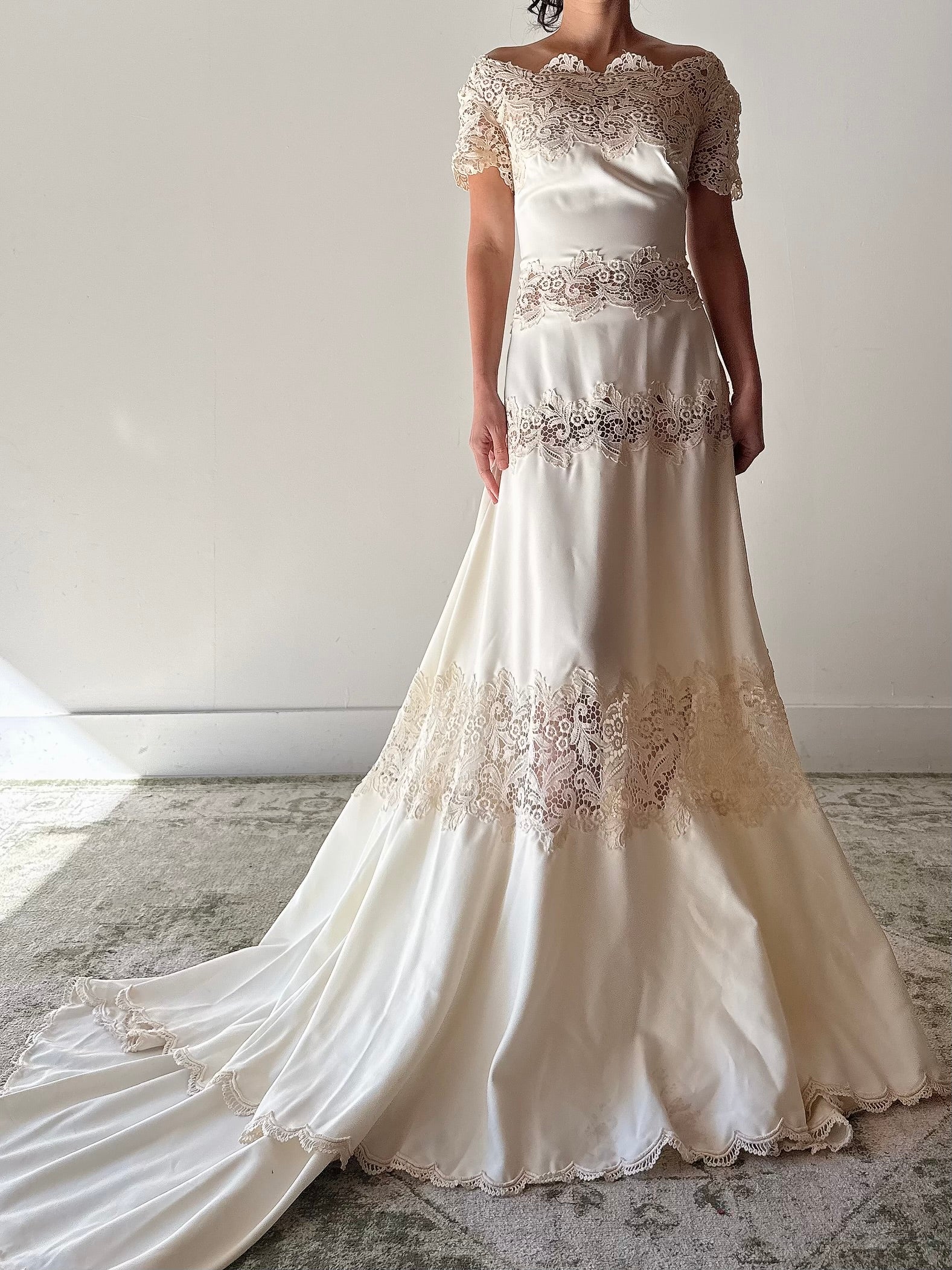 1970s Cutout Lace Dress - S