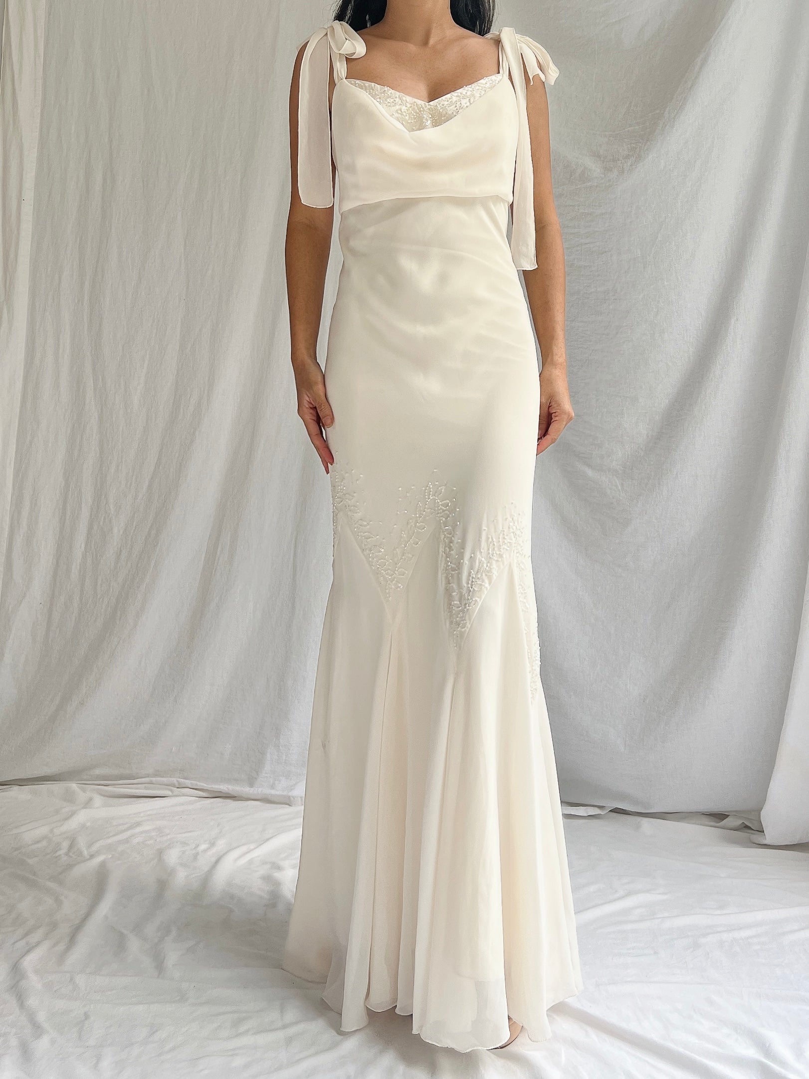 Vintage Chiffon Bias Cut Gown - M Vintage Chiffon Bias Cut Gown - M