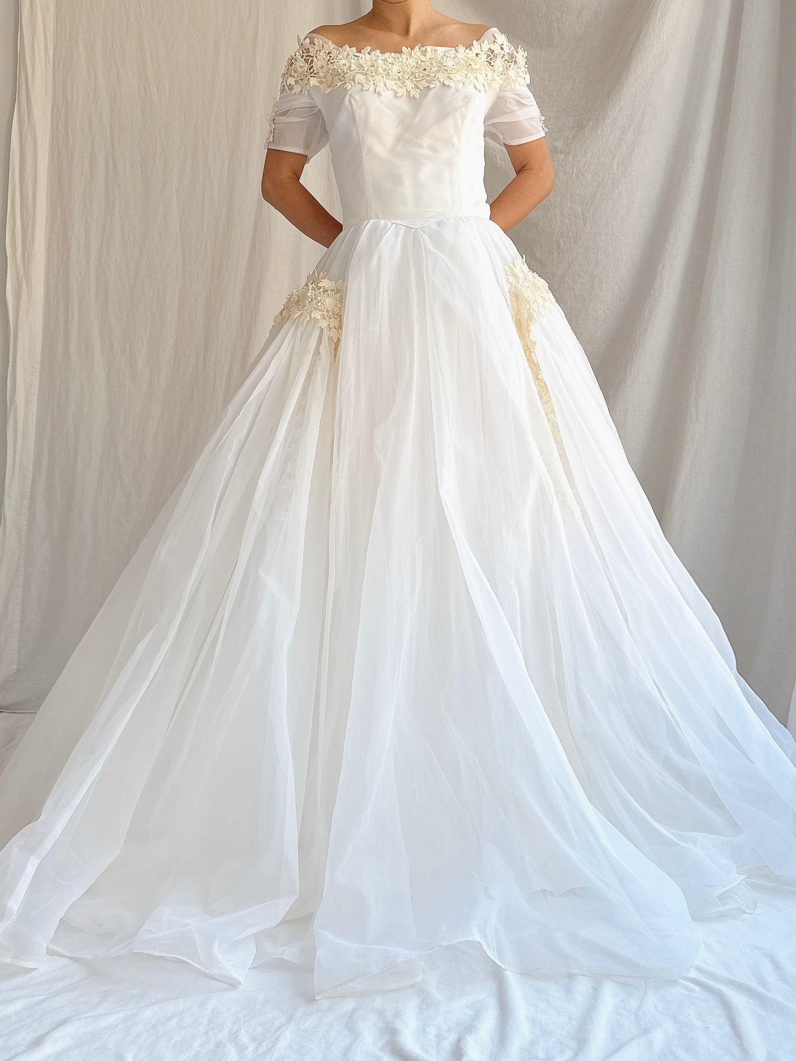 1950s Voile Chiffon Gown - XS