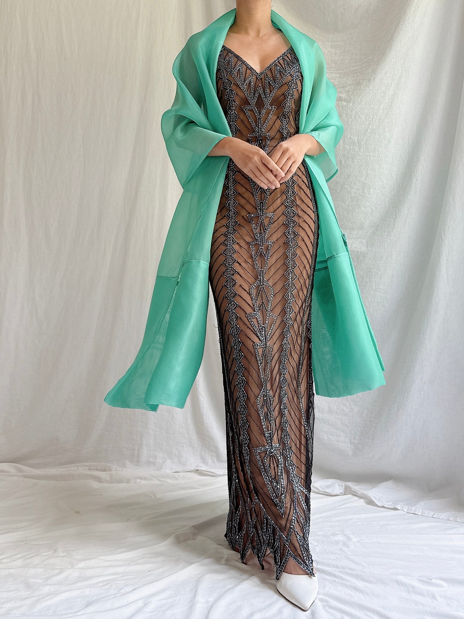 Vintage Silk Organza Shawl - OSFM