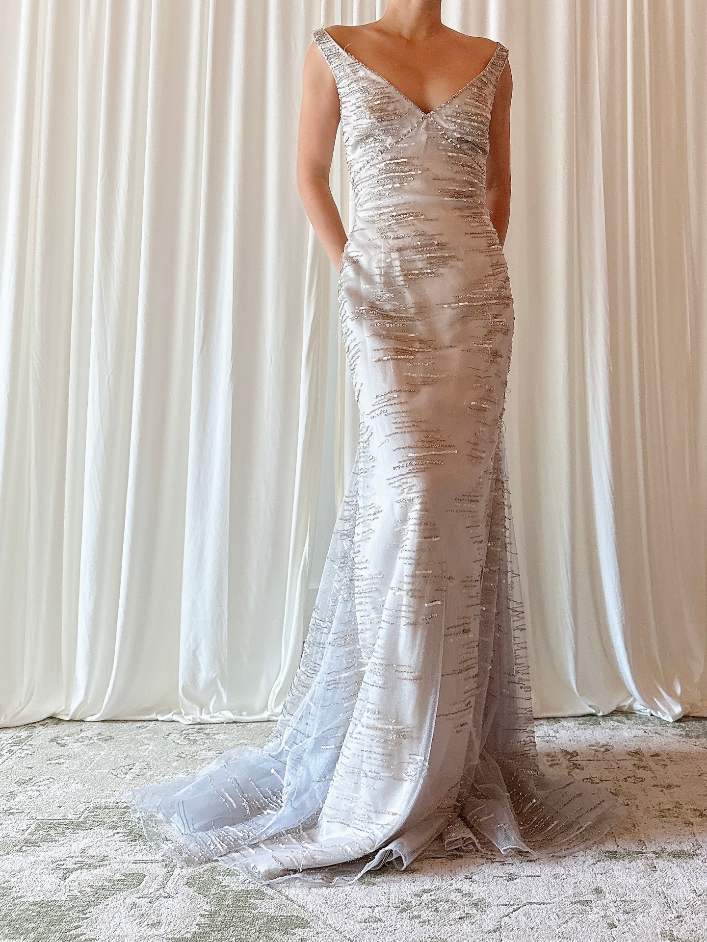 Vintage Steven Yerrick Gray Beaded Dress - US 10