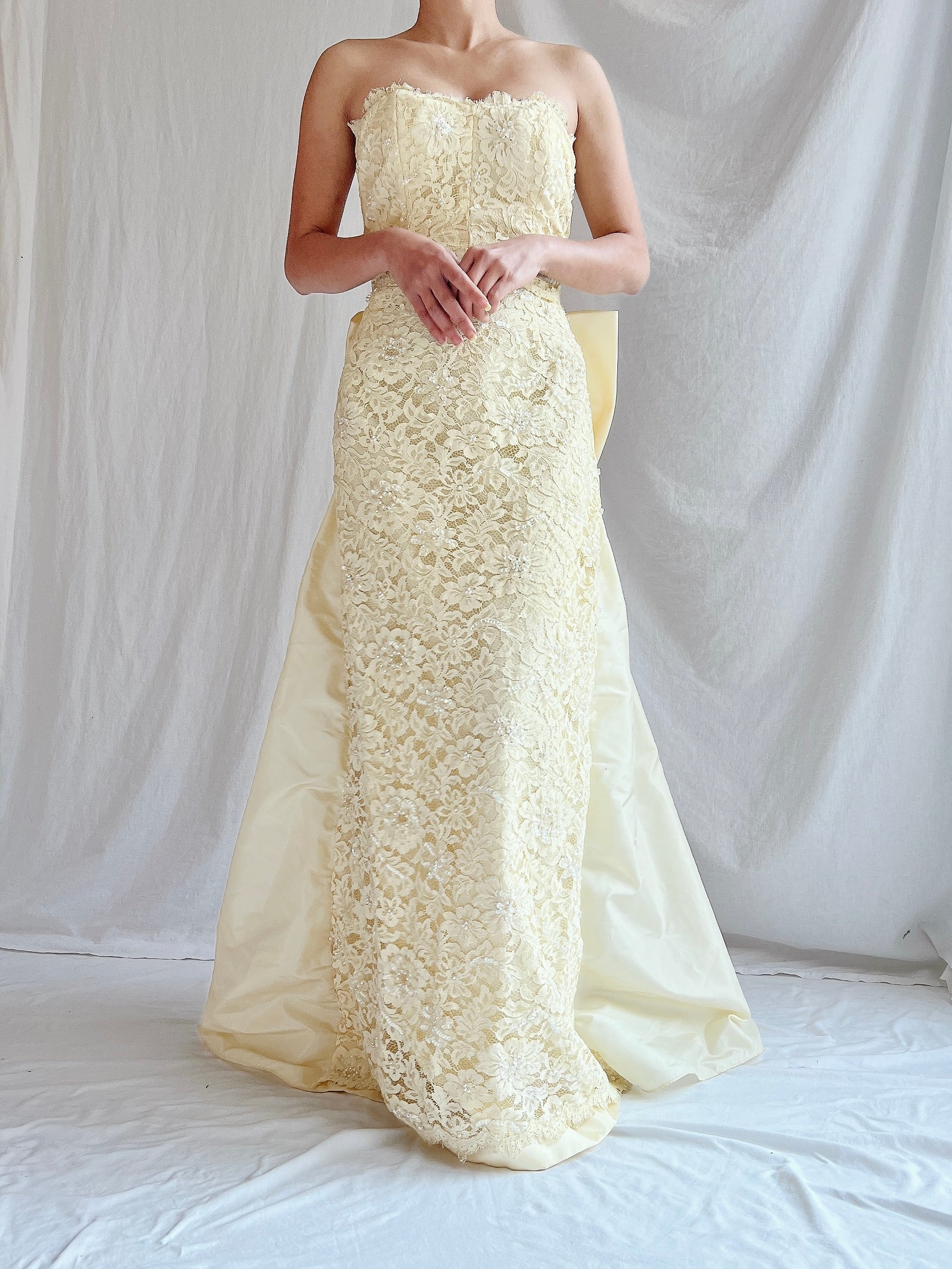 Vintage Lillie Rubin Butter Lace Gown -  XS