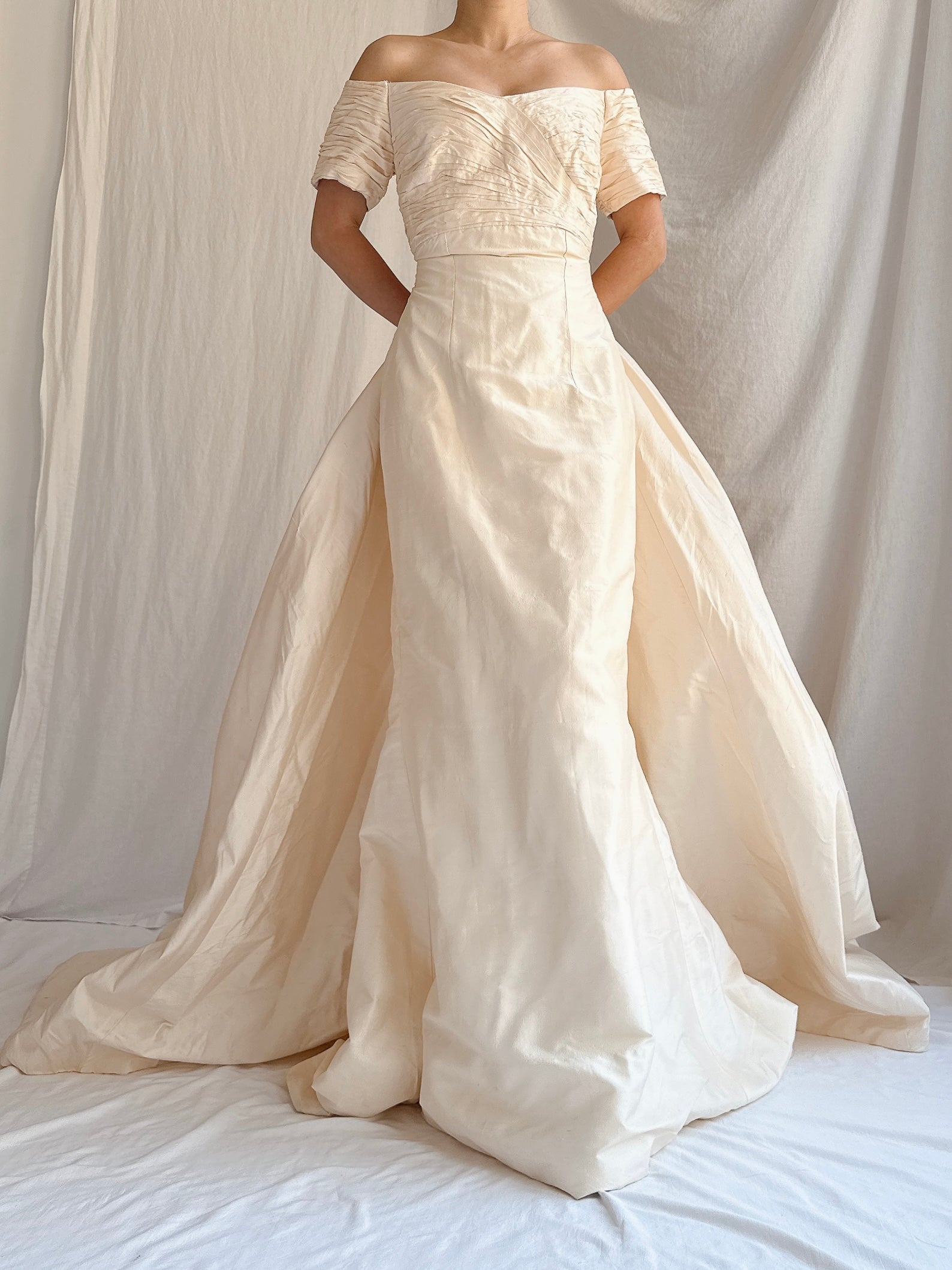 Vintage Silk 2-Piece Off-the-Shoulder Gown - S