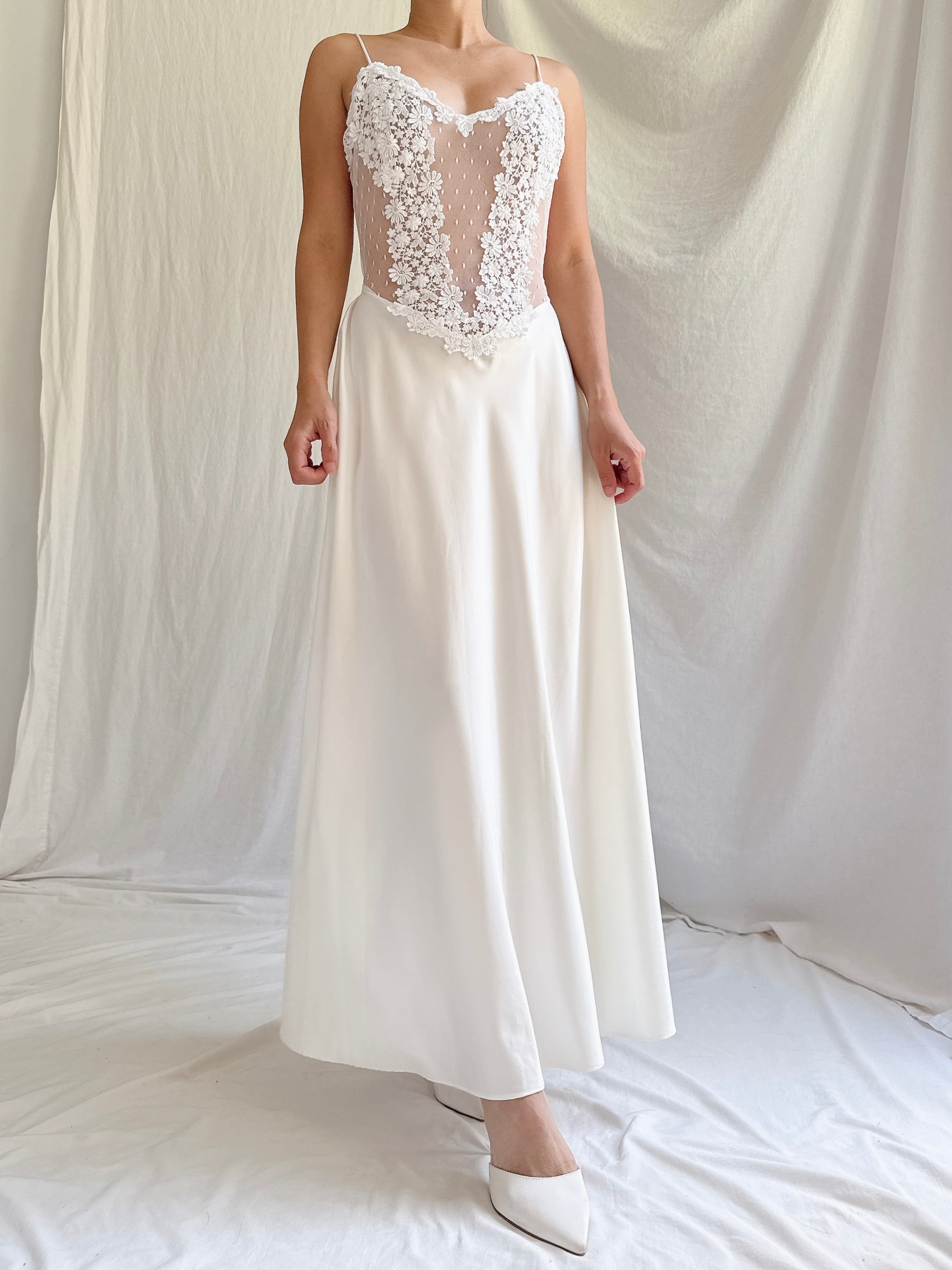 Vintage Sheer Midi Slip Dress - S/M