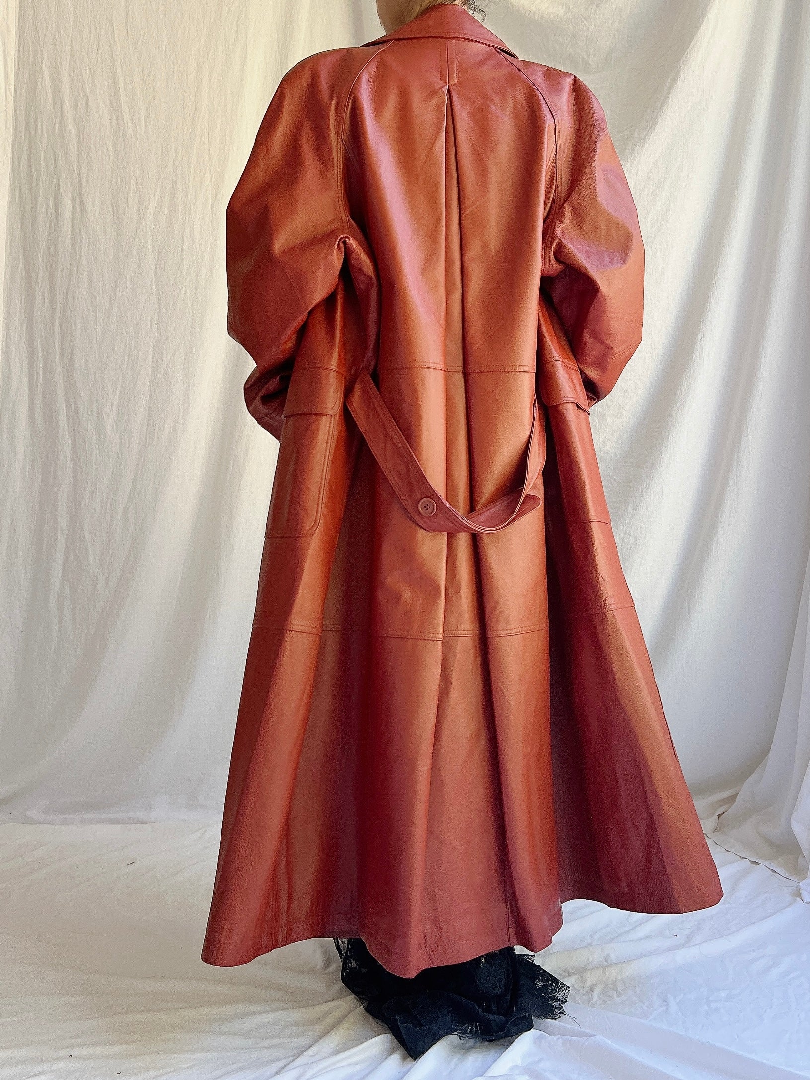 Vintage Burnt Sienna Leather Coat - M