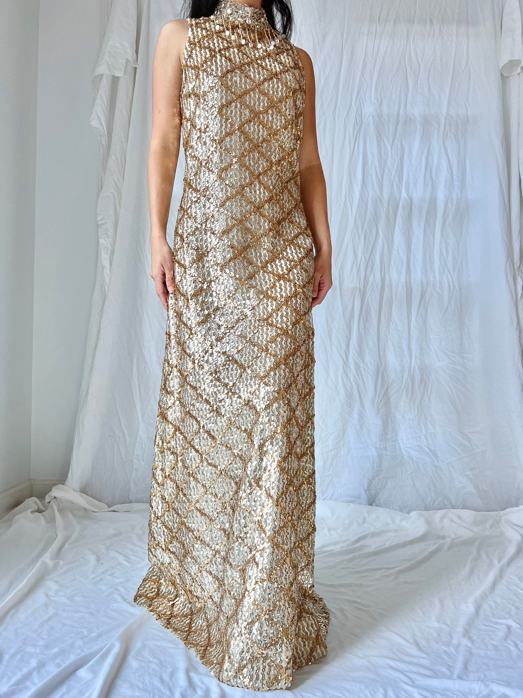 1960s Gold Sequins Dress - M | G O S S A M E R 1960s Gold Sequins Dress - M | G O S S A M E R