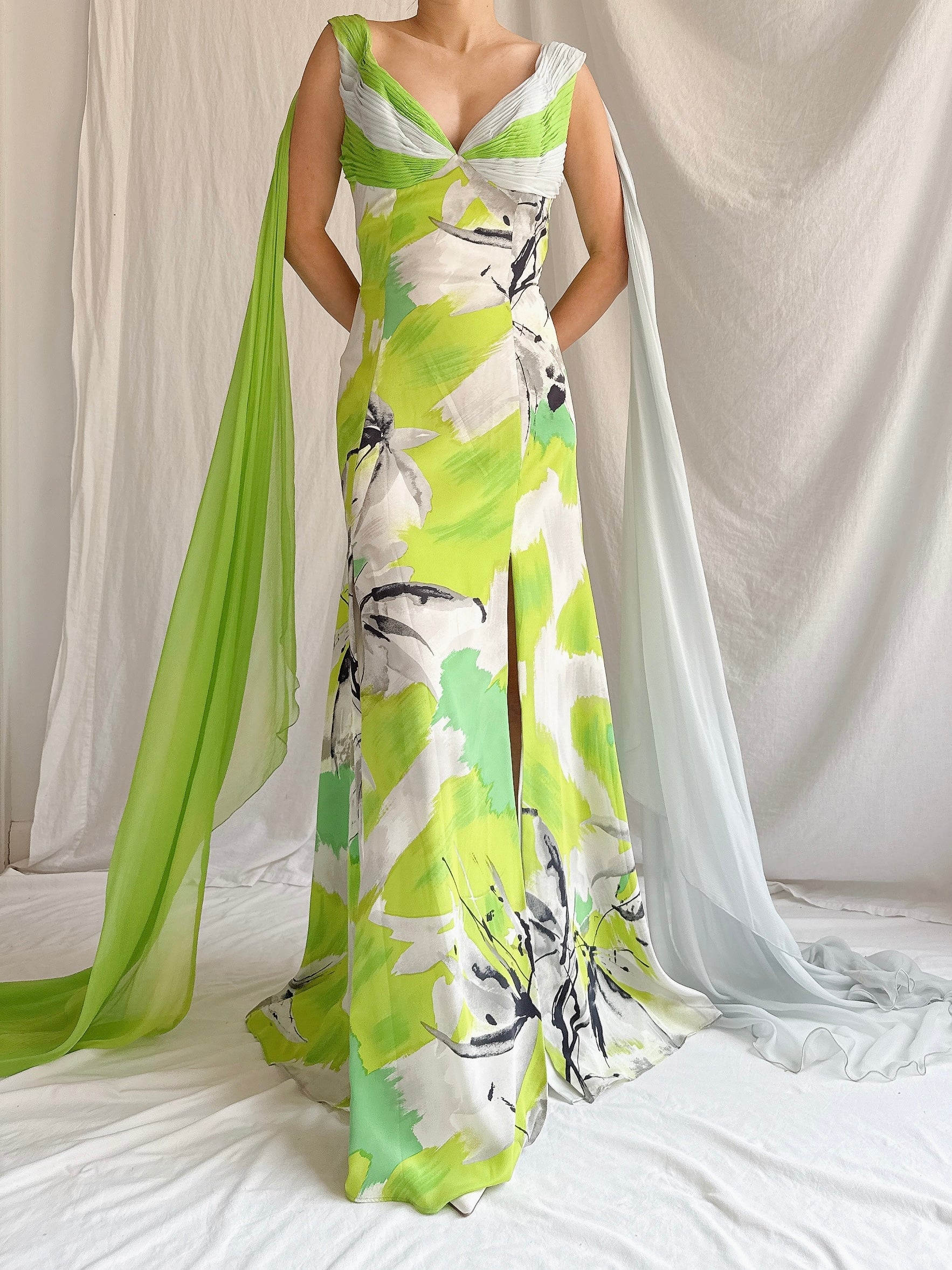 Vintage Thierry Huet Silk Abstract Gown - S