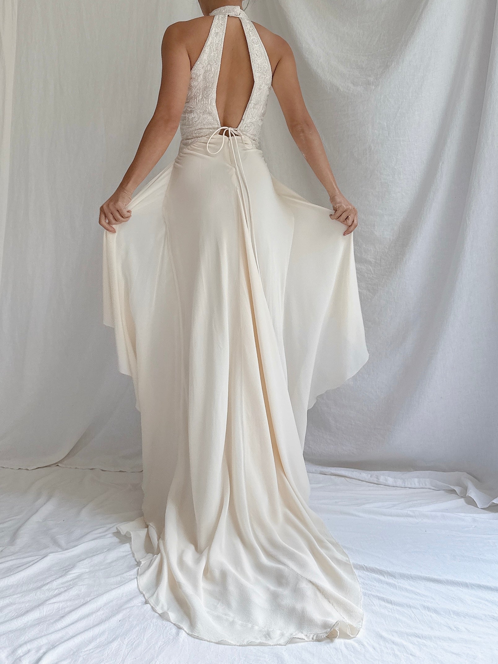 00 Silk Halter Embellished Gown - XS/2/4