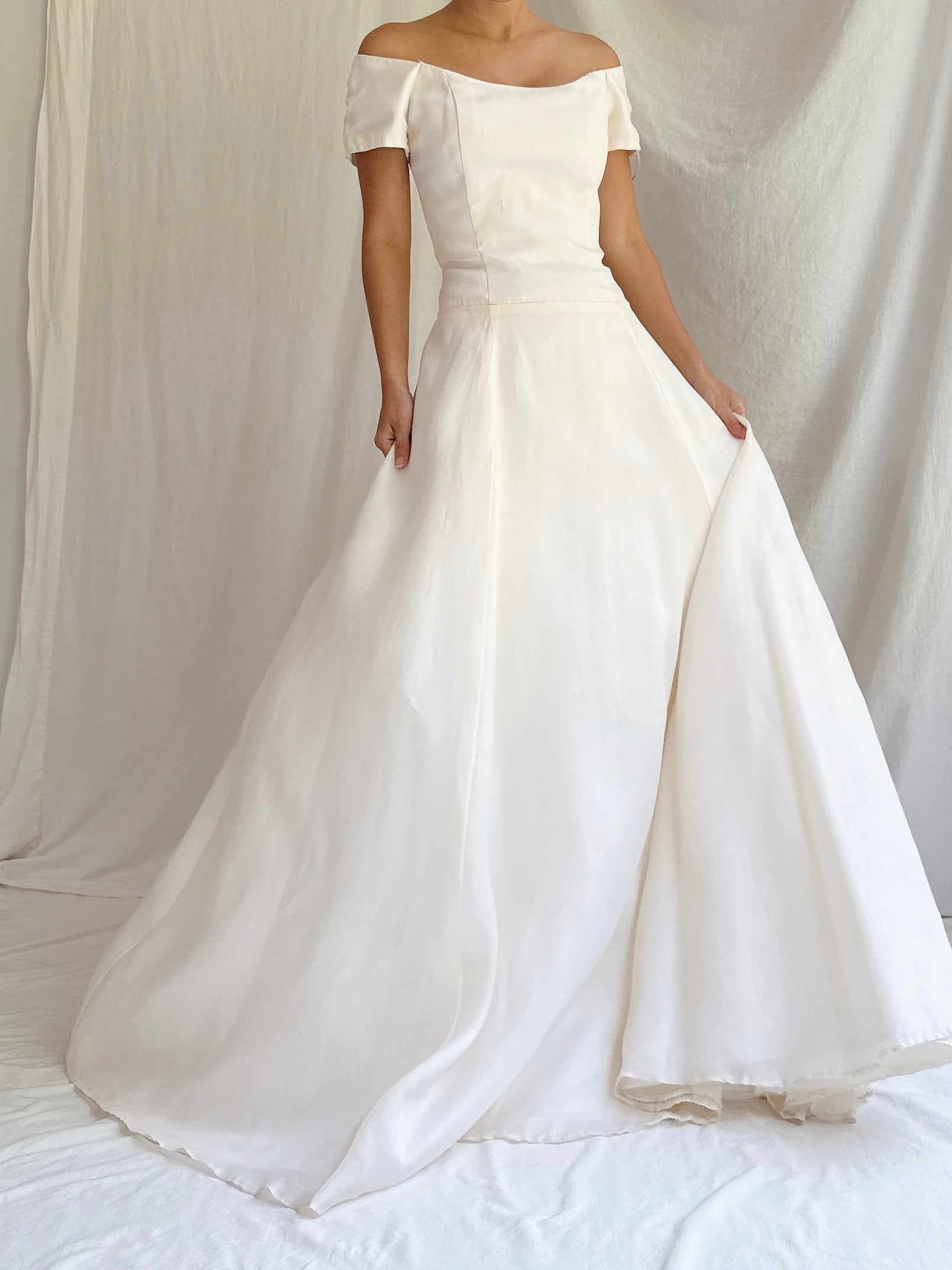 Vintage Silk Organza Boatneck Gown - S/6