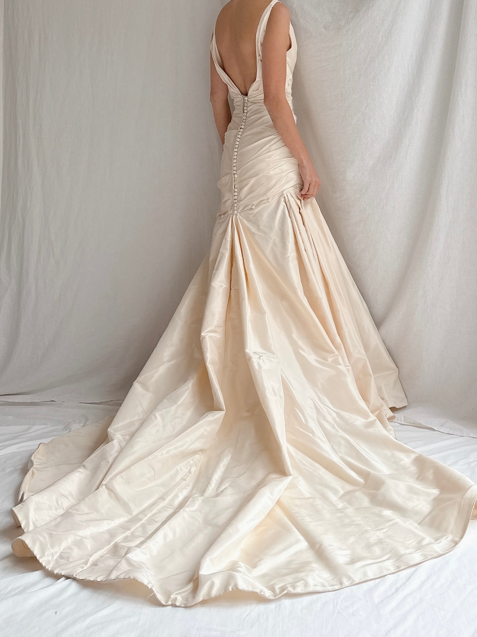 Vintage Silk Draped Gown - S