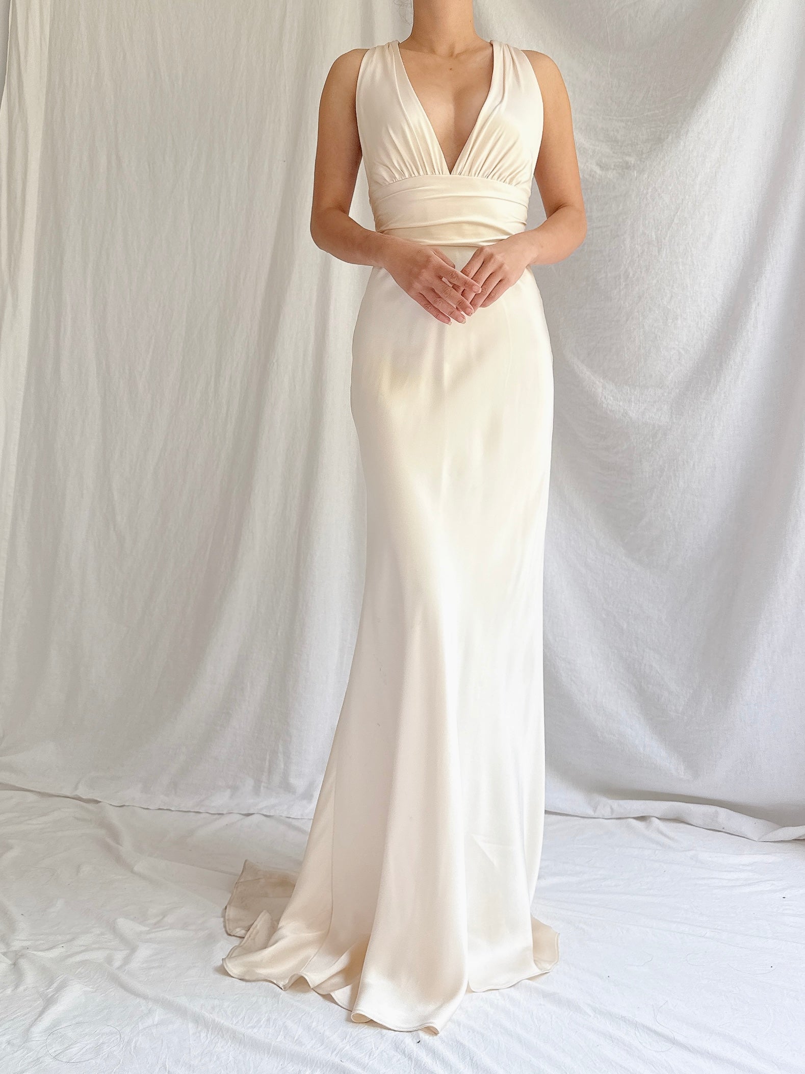 Vintage Silk Plunging Gown - XS/2