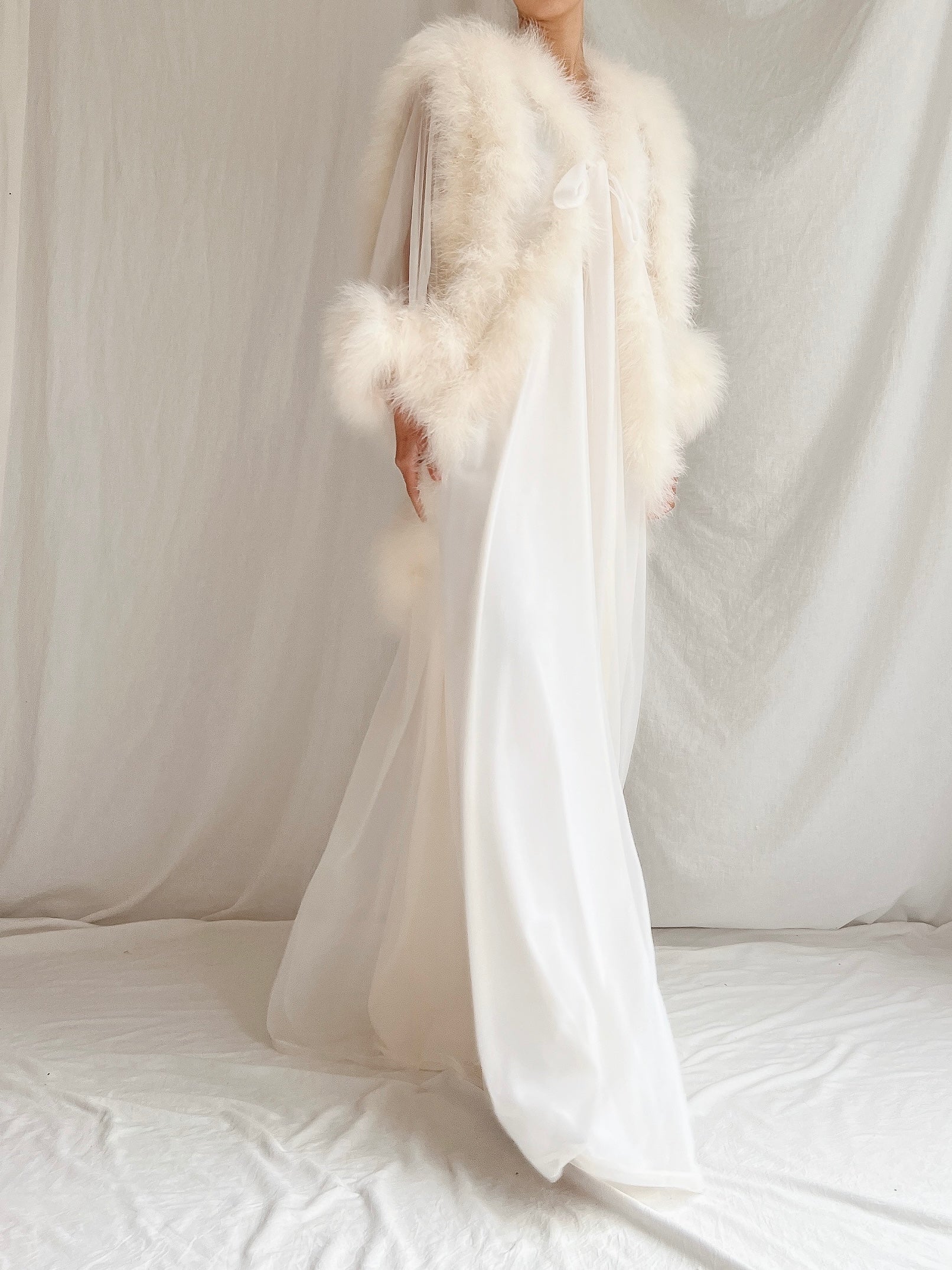 Vintage Sheer Marabou Feather Dressing Robe - OSFM