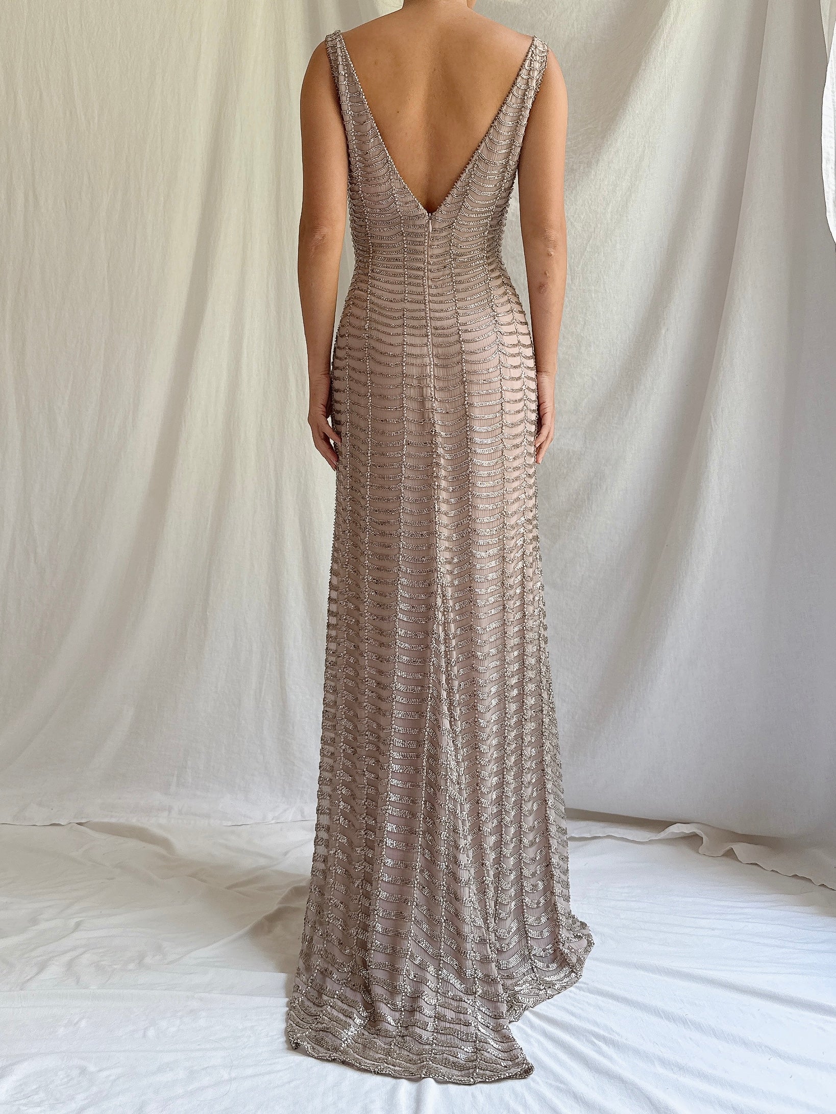 Vintage Naeem Khan Silk Beaded Gown - M/6/8