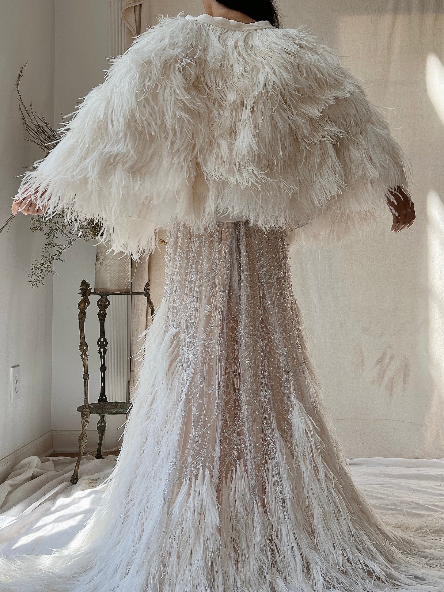 1990s Silk and Ostrich Feather Cape - OSFM