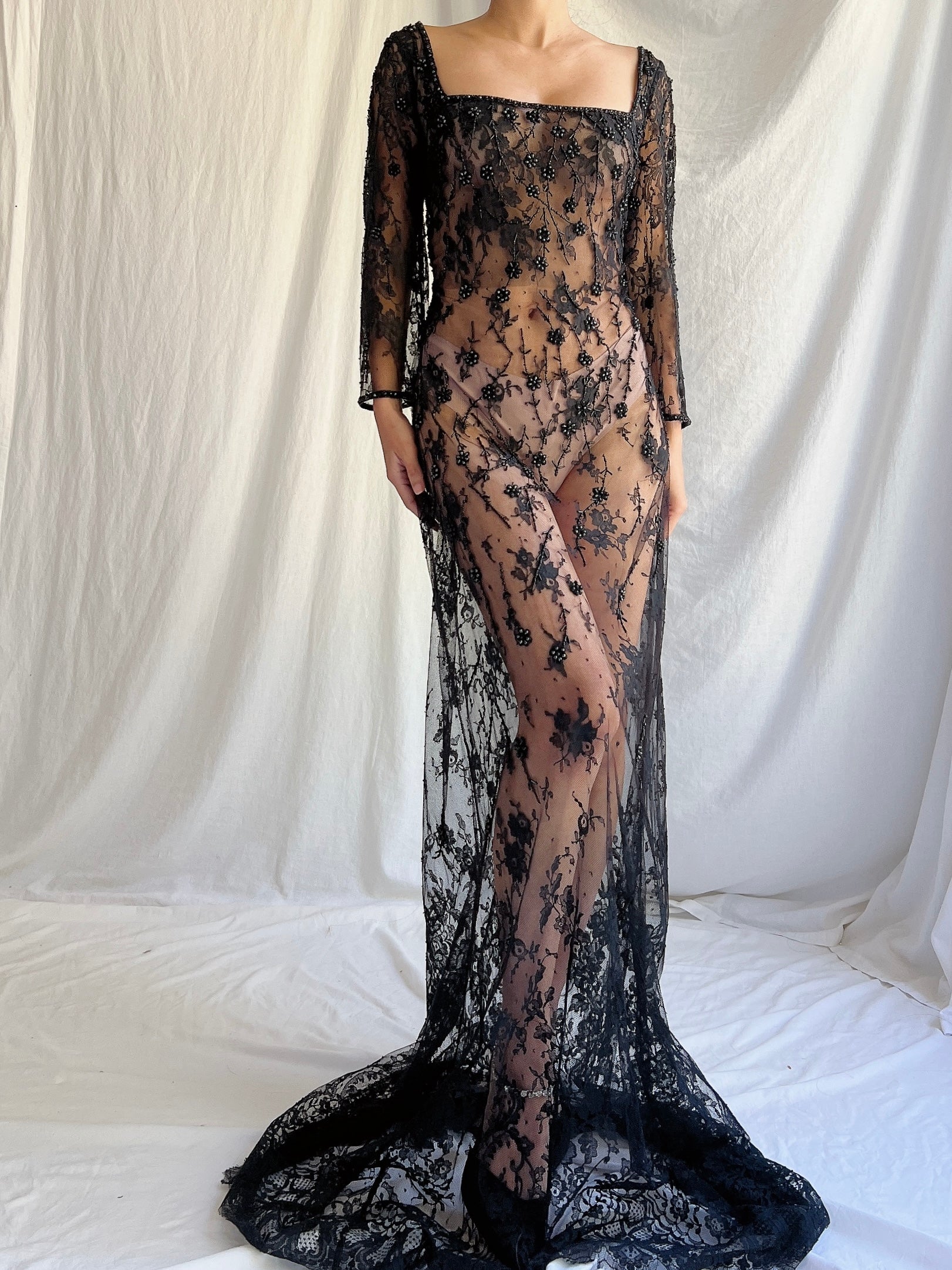 Vintage Bob Mackie Silk Lace Dress - M/L