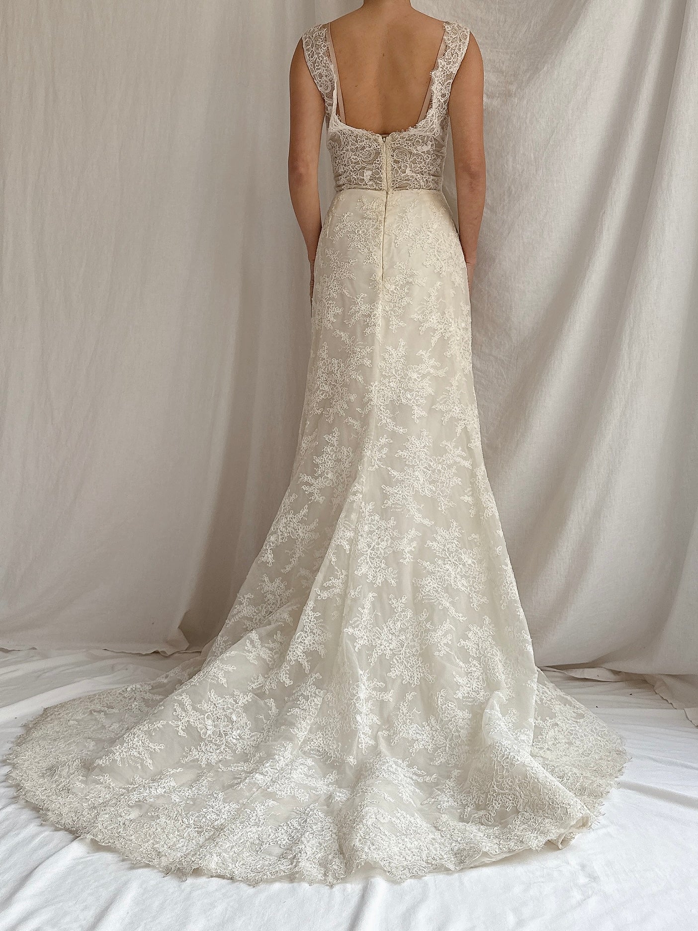 Vintage Liancarlo Couture Silk and Lace Bateau Neckline Gown - S/6