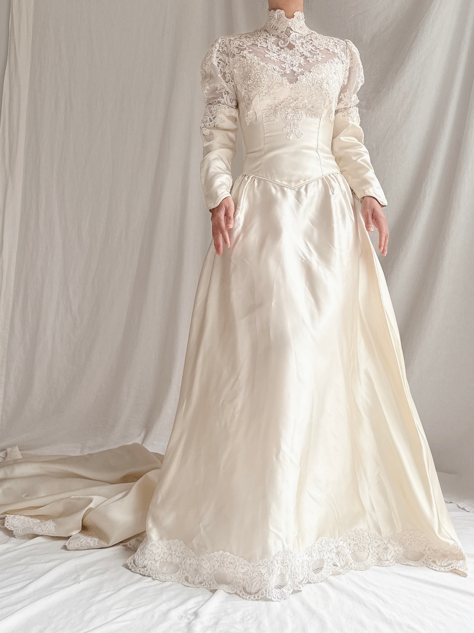 Vintage Satin Long Sleeve Dress - S